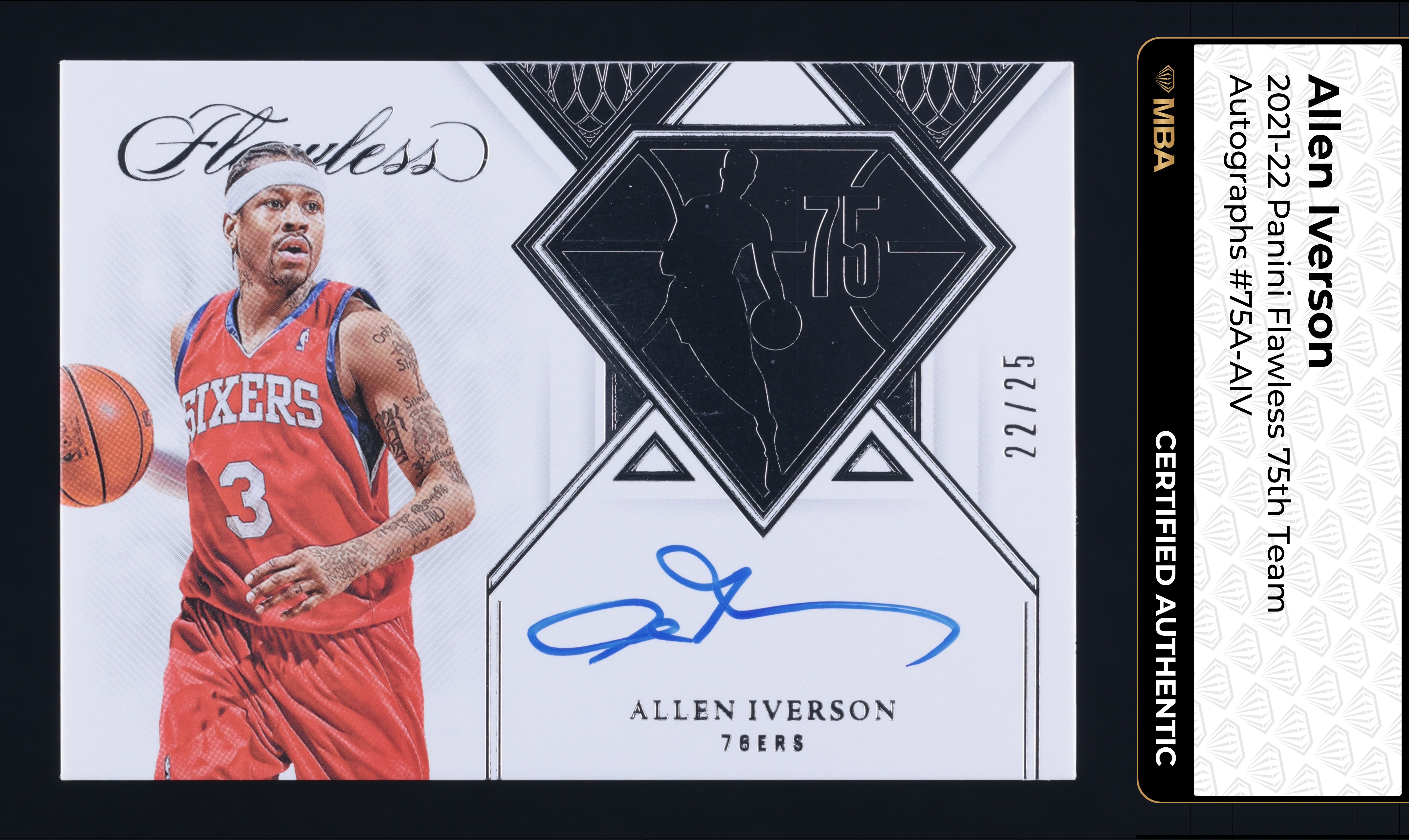 2021 Panini Flawless 75th Team Allen Iverson AUTO /25 #75A-AIV MBA