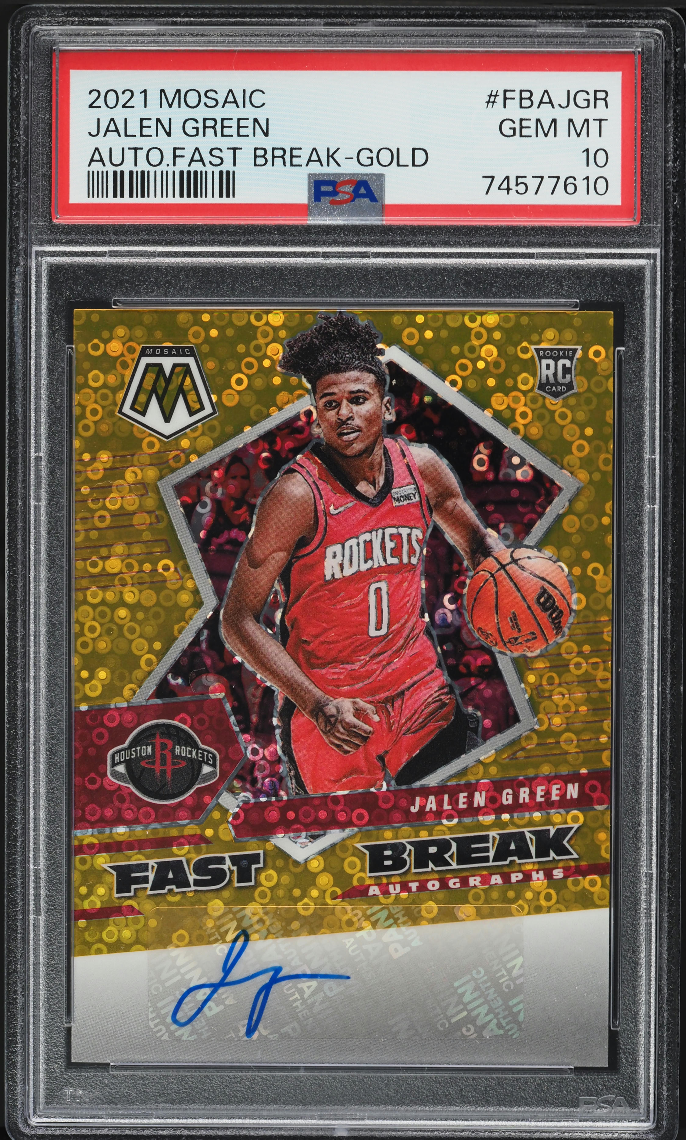 2021 Panini Mosaic Fast Break Gold Jalen Green ROOKIE AUTO /10 PSA 10 GEM MINT