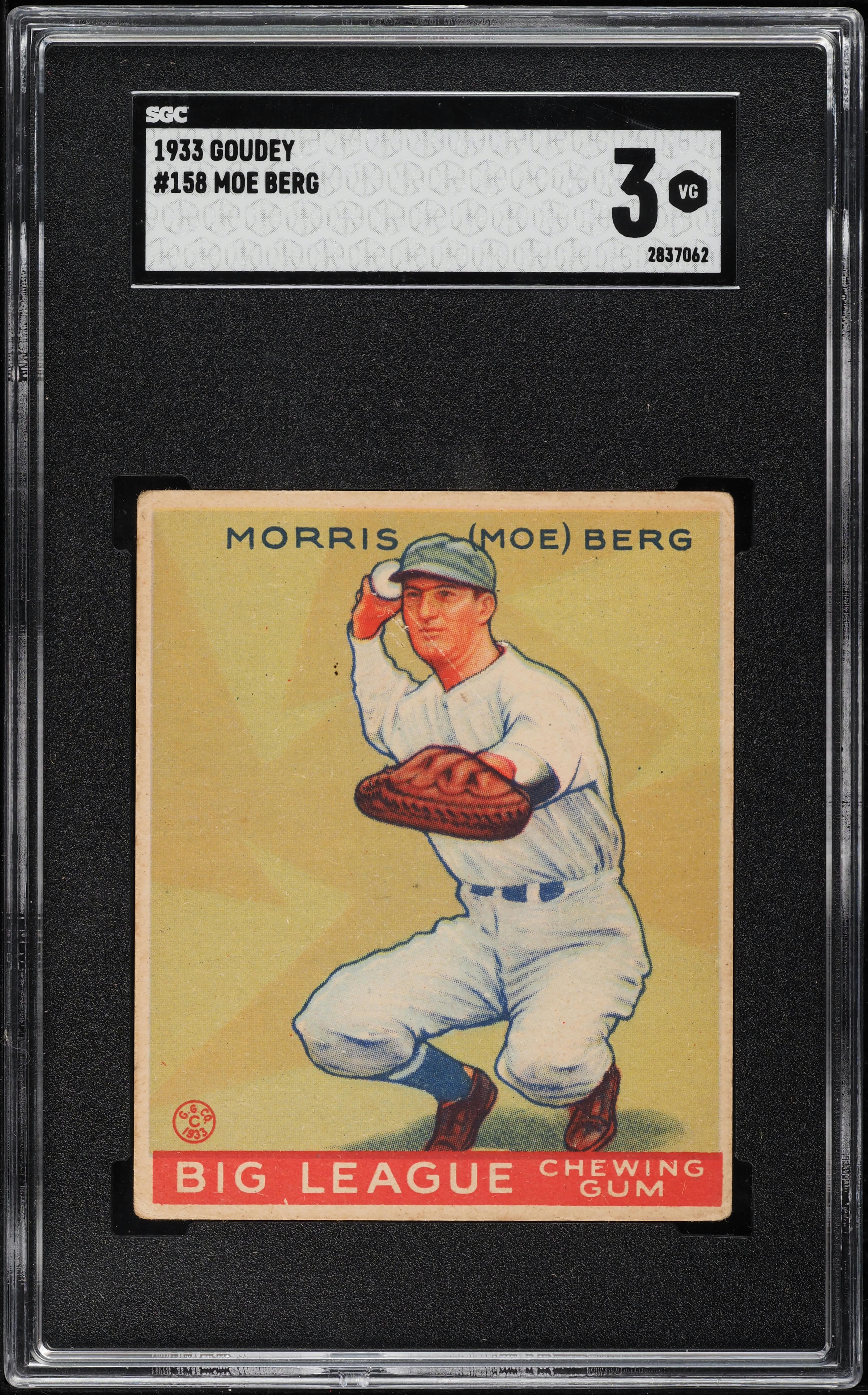 1933 Goudey Moe Berg #158 SGC 3 VG
