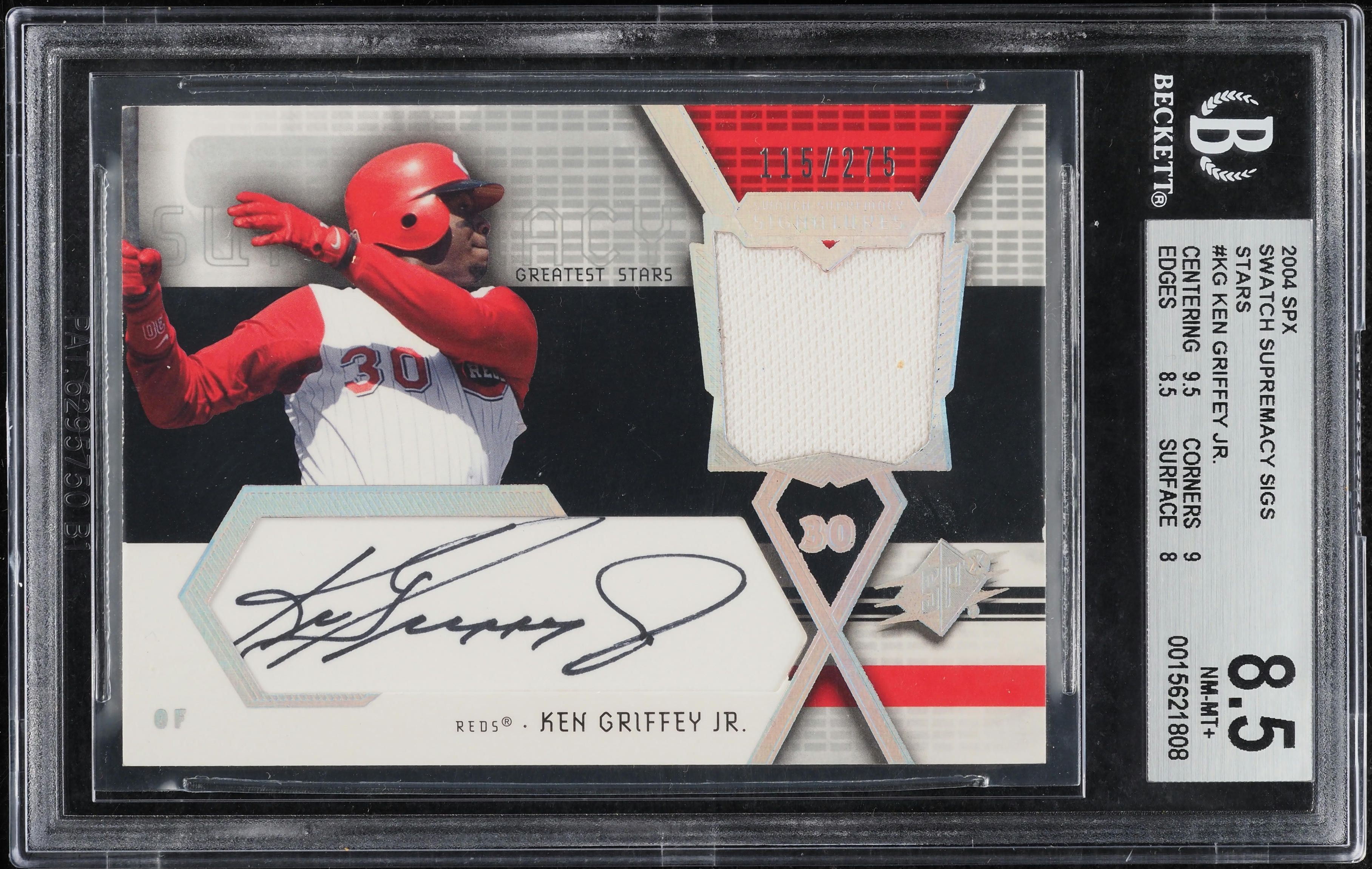 2004 SPx Swatch Supremacy Ken Griffey Jr. PATCH AUTO /275 #KG BGS