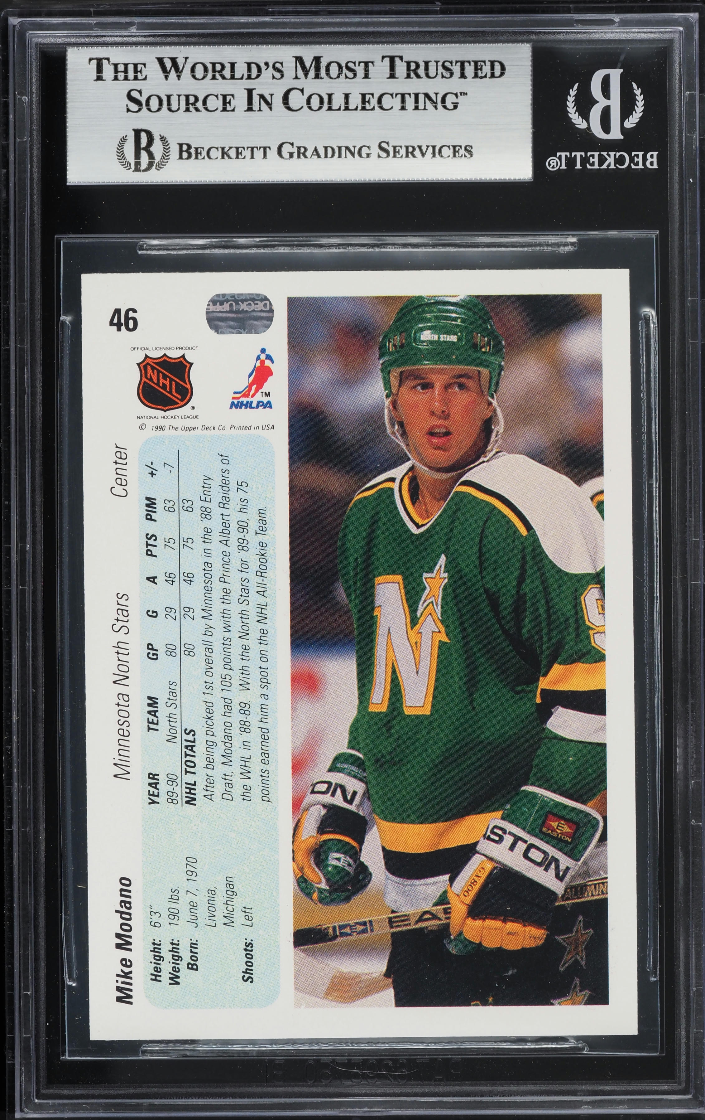 1990 Upper Deck Mike Modano ROOKIE #46 BGS 8.5 NM-MT+