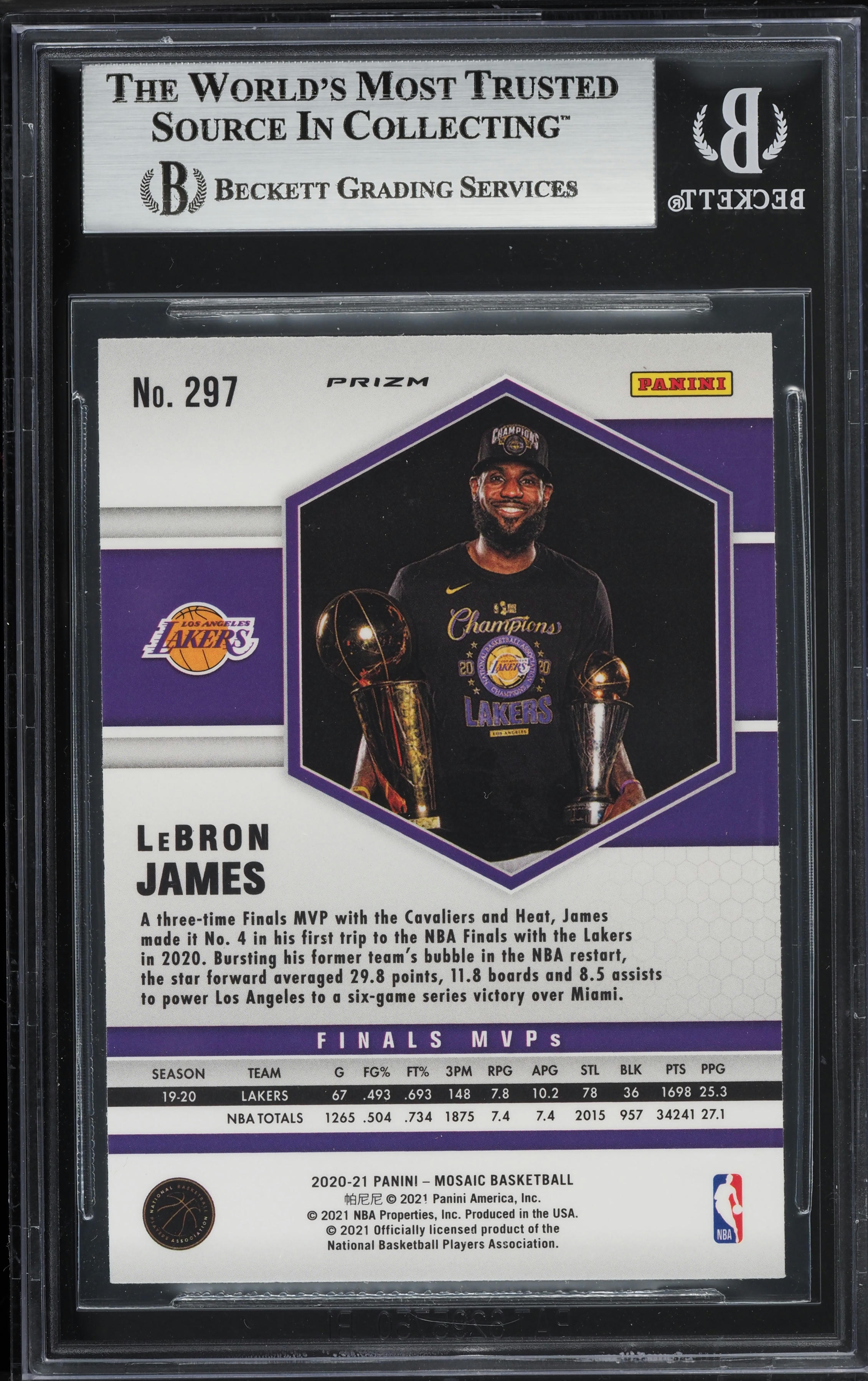 2020 Panini Mosaic Green LeBron James #297 BGS 7 NRMT