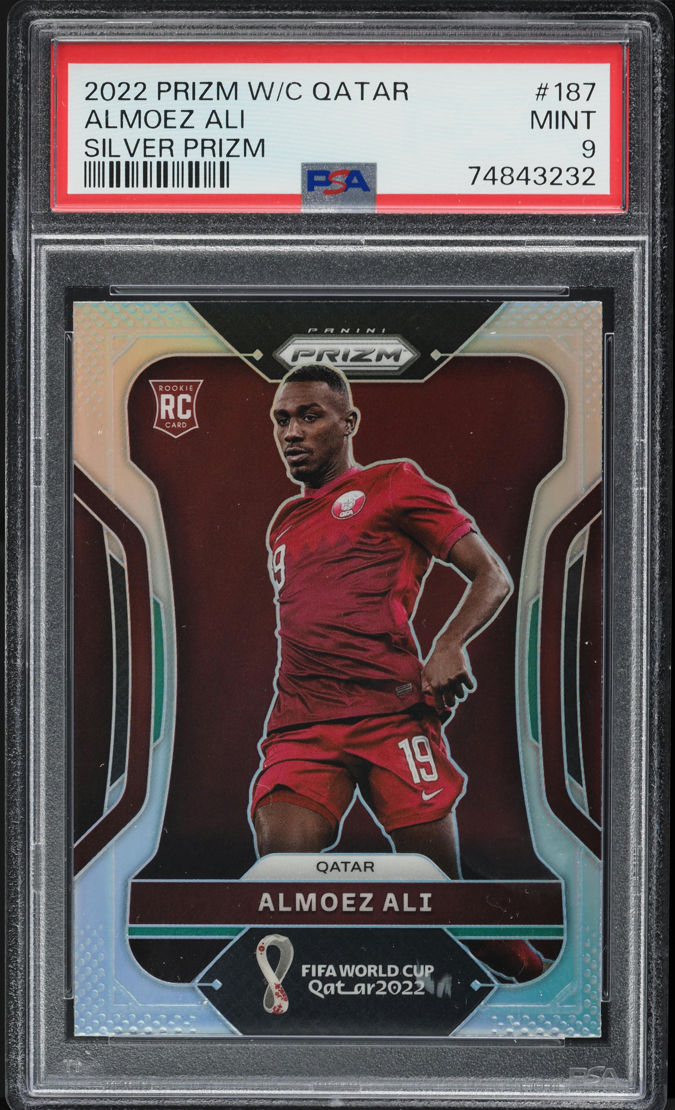 2022 Panini Prizm World Cup Qatar Silver Almoez Ali ROOKIE #187 PSA 9 MINT