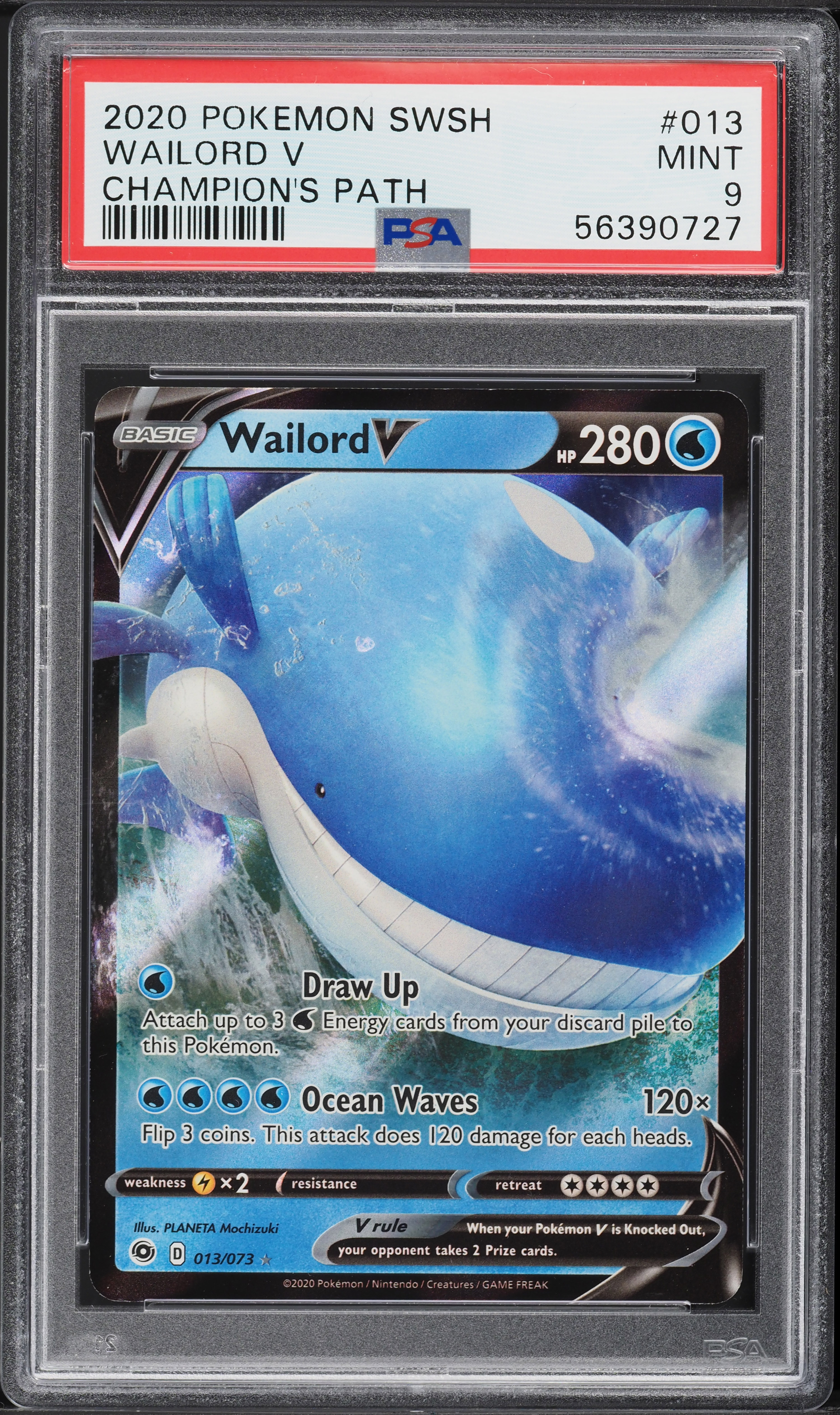 2020 Pokemon Sword & Shield Champion's Path Wailord V #13 PSA 9