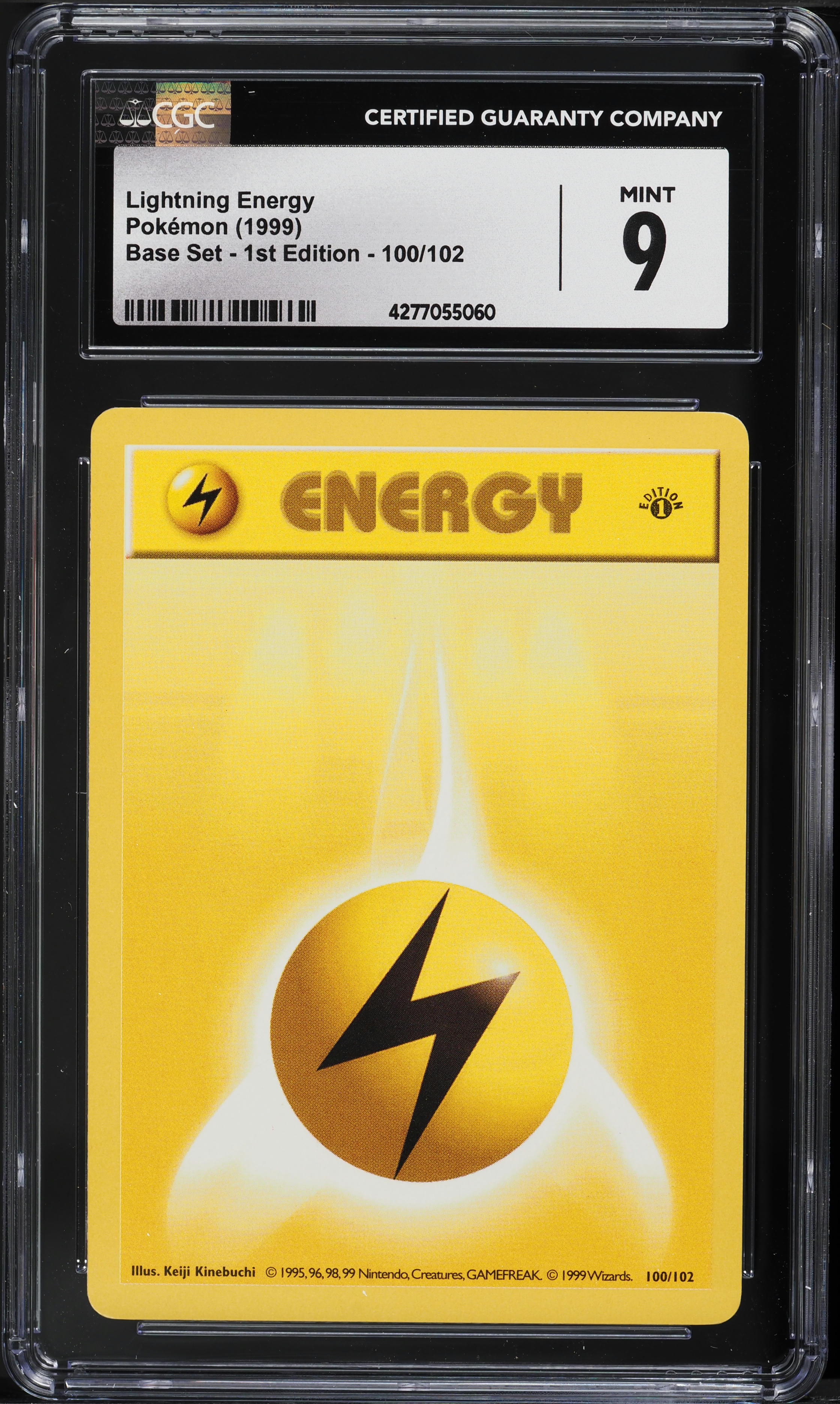 1999 Pokemon Base Set Shadowless 1st Edition Lightning Energy #100 CGC 9 MINT