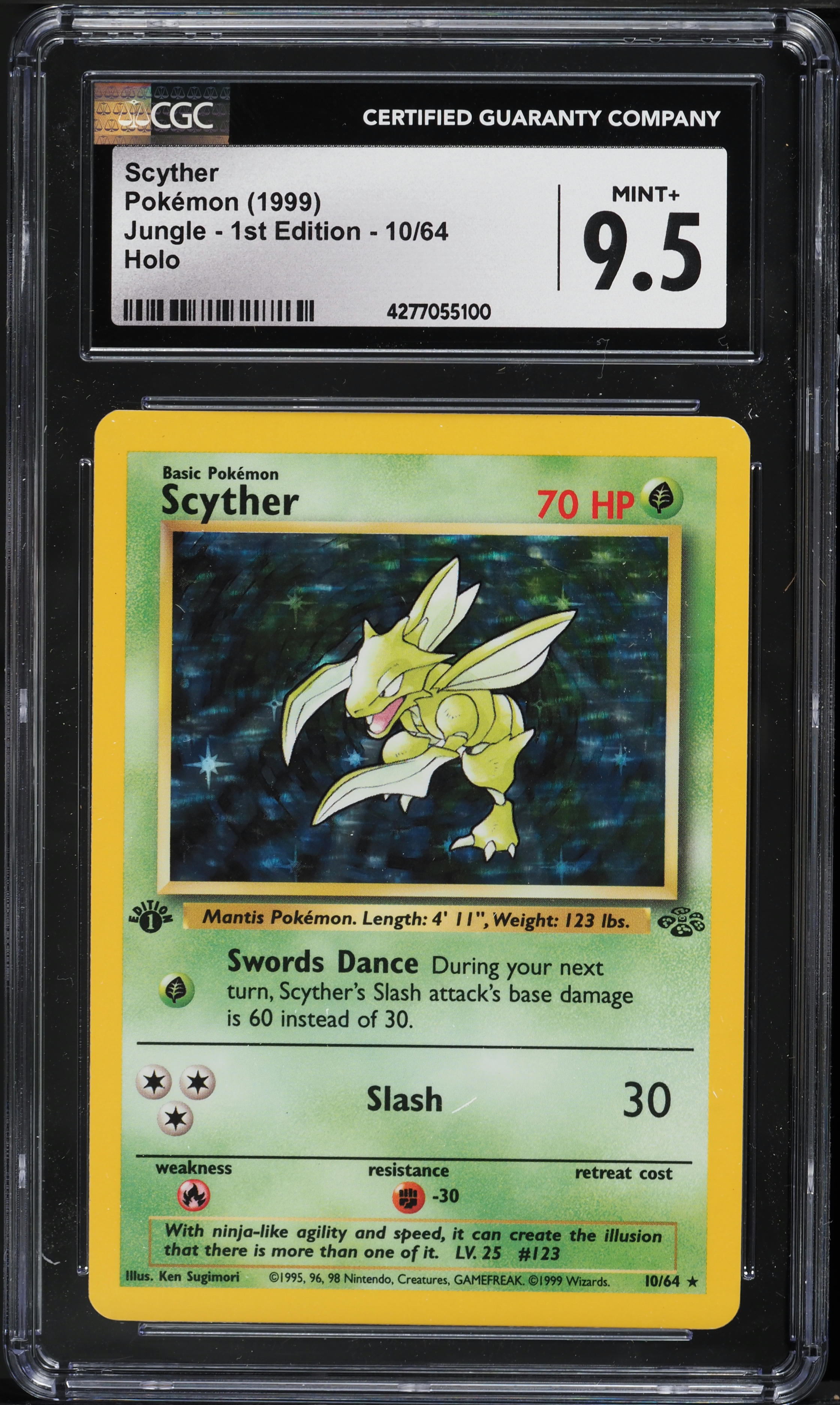 Pokemon 1st Edition Jungle Rare Holo Scyther #10 [CGC - Excellent/ Near Mint 6(4091084060)]