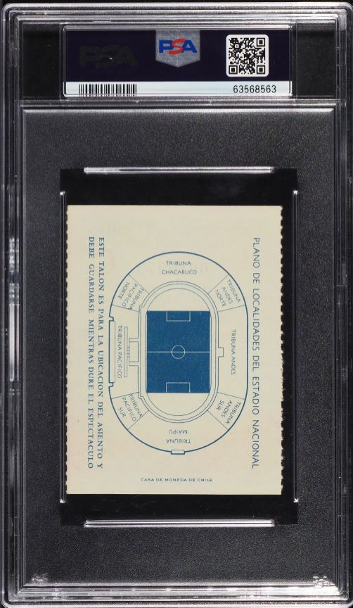 1962 World Cup Chile Ticket Stub Estadio National Brazil-4 Chile-2 PSA 5 EX