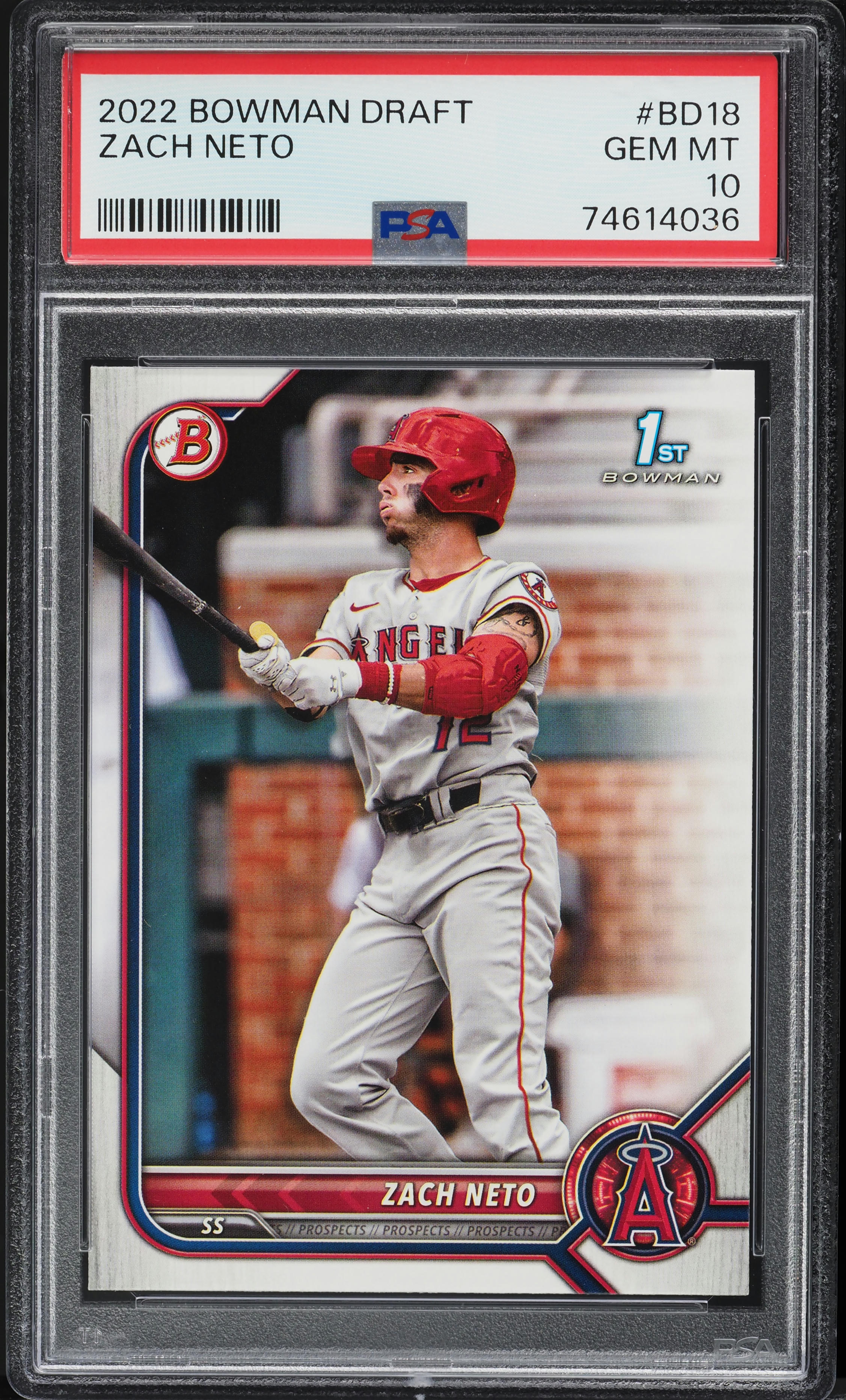 2022 Bowman Draft Zach Neto ROOKIE #BD18 PSA 10 GEM MINT