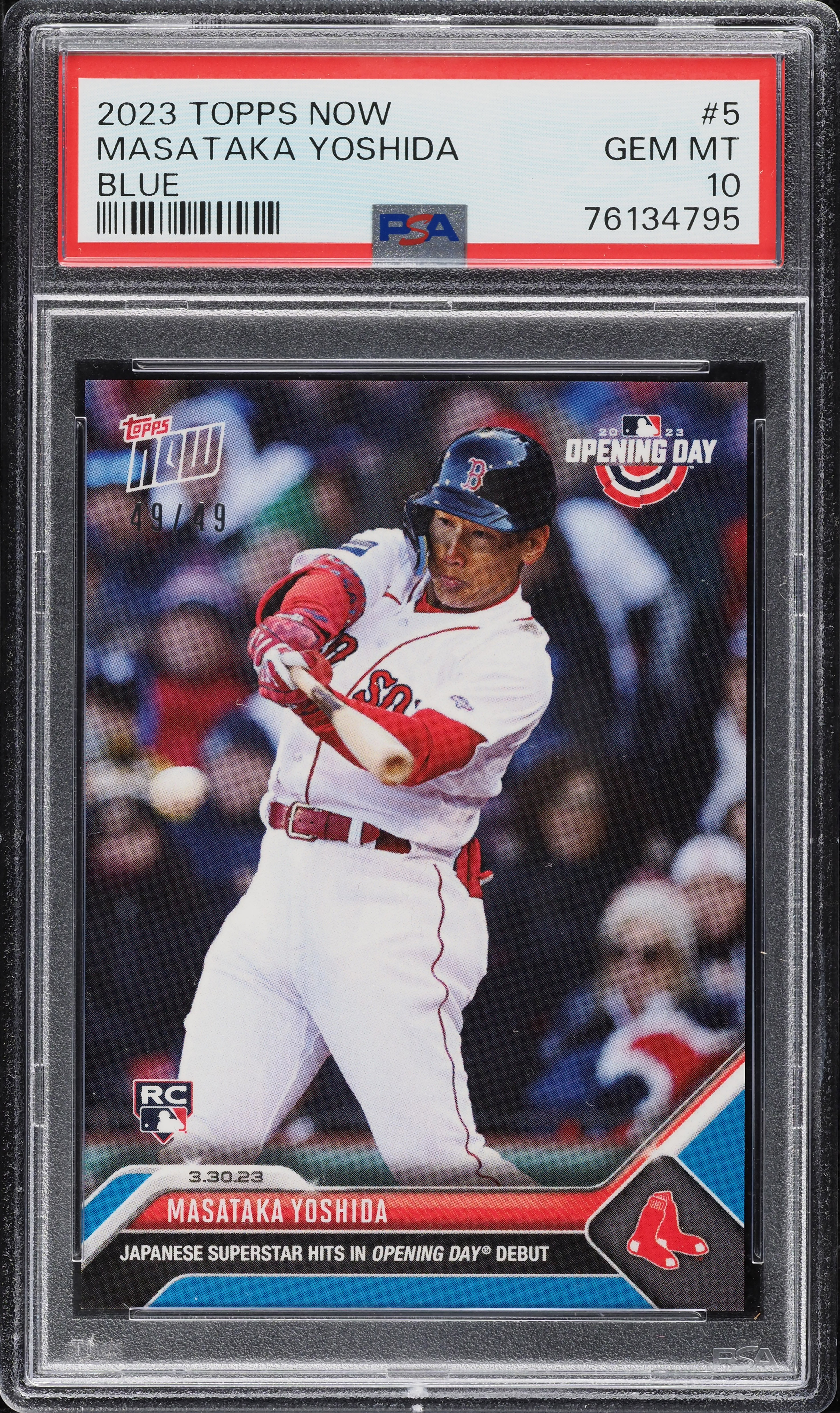 2023 Topps Now Blue Masataka Yoshida ROOKIE 49/49 #5 PSA 10 GEM