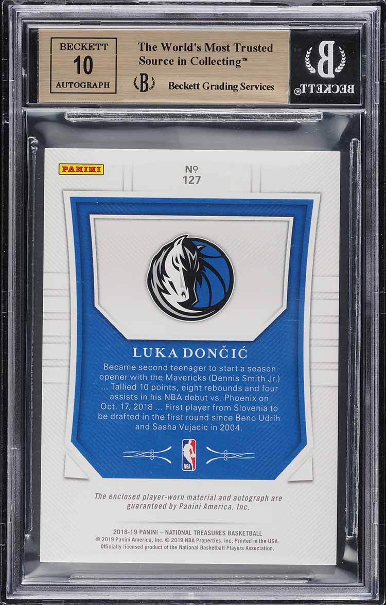 2018 National Treasures Luka Doncic ROOKIE PATCH AUTO /99 #127 BGS 9.5 GEM MINT