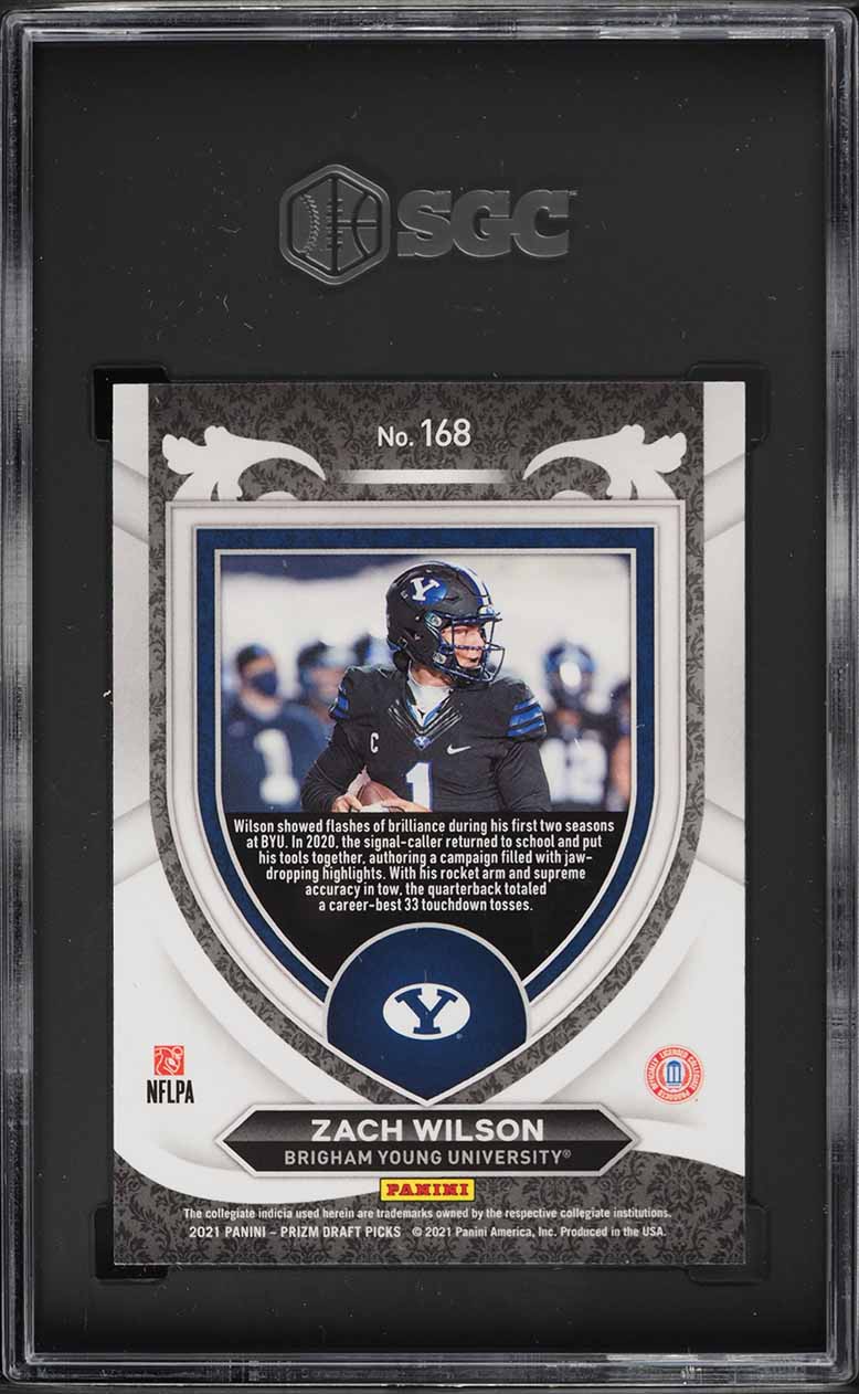 2021 Panini Prizm Draft Picks Zach Wilson ROOKIE #168 SGC 10 GEM MINT