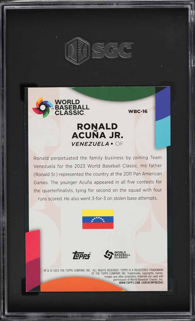 2023 Topps '23 WBC Stars Ronald Acuna Jr. #WBC-16 SGC 10 GEM MINT