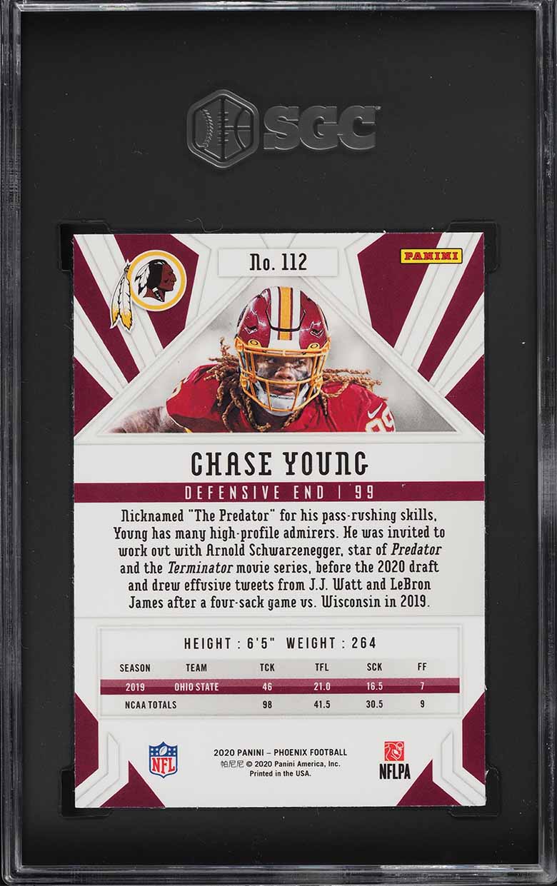 2020 Panini Phoenix Fire Burst Chase Young ROOKIE #112 SGC 10 GEM MINT