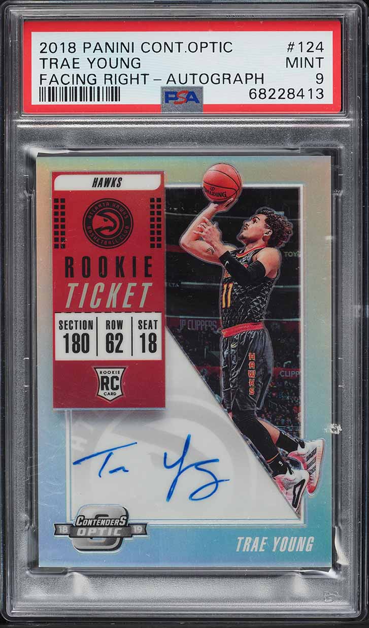 2018 Panini Contenders Optic Trae Young ROOKIE AUTO #124 PSA 9