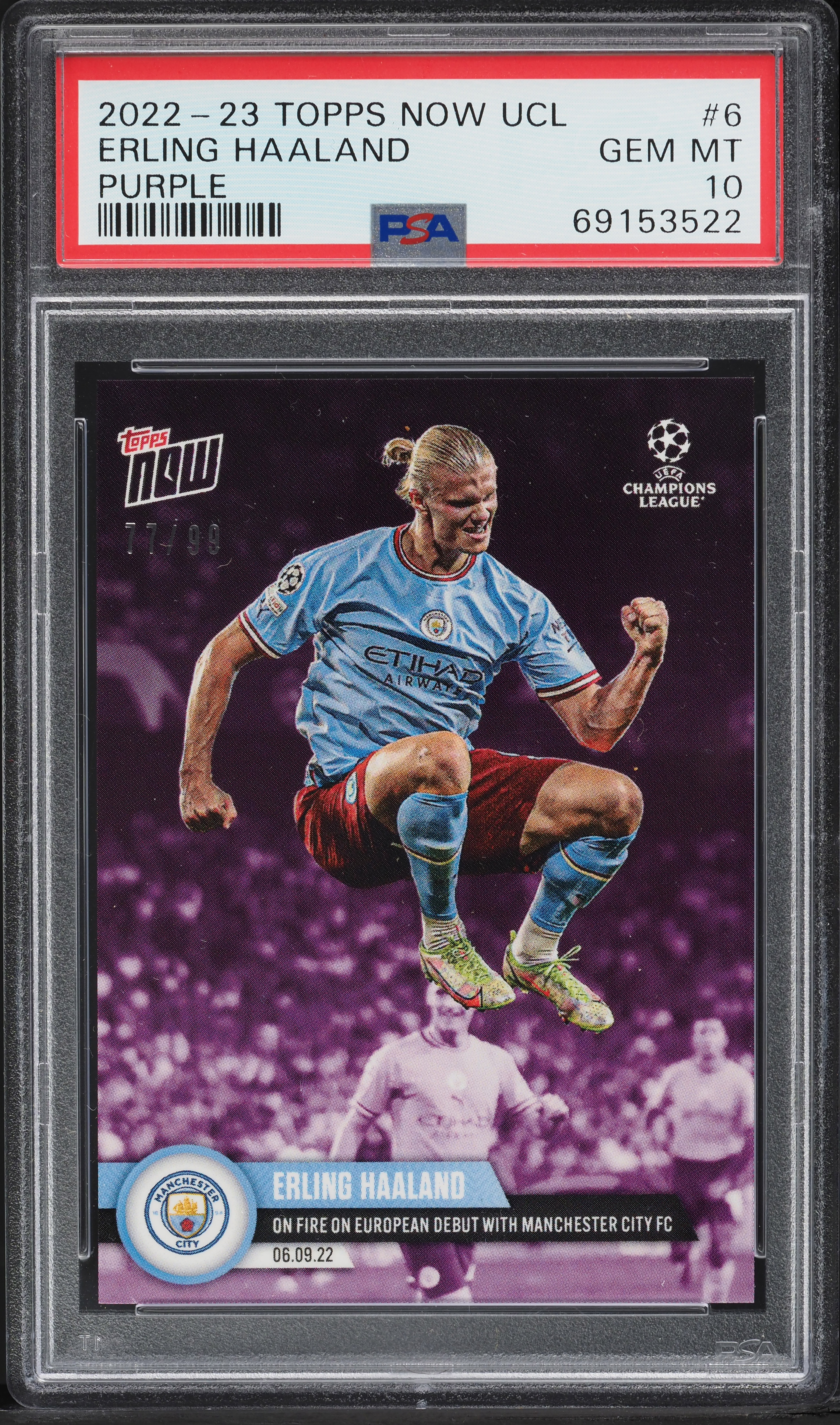 2022 Topps Now UEFA Champions League Purple Erling Haaland /99 #6