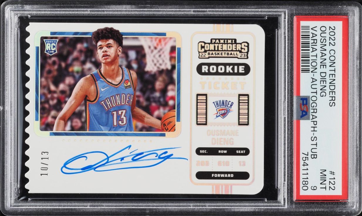 2022 Panini Contenders Variation Stub Ousmane Dieng ROOKIE AUTO /13 #122 PSA 9