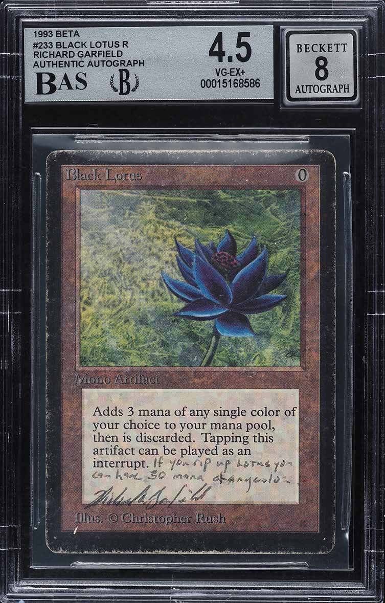 1993 Magic The Gathering MTG Beta Black Lotus Richard Garfield AUTO BGS 4.5