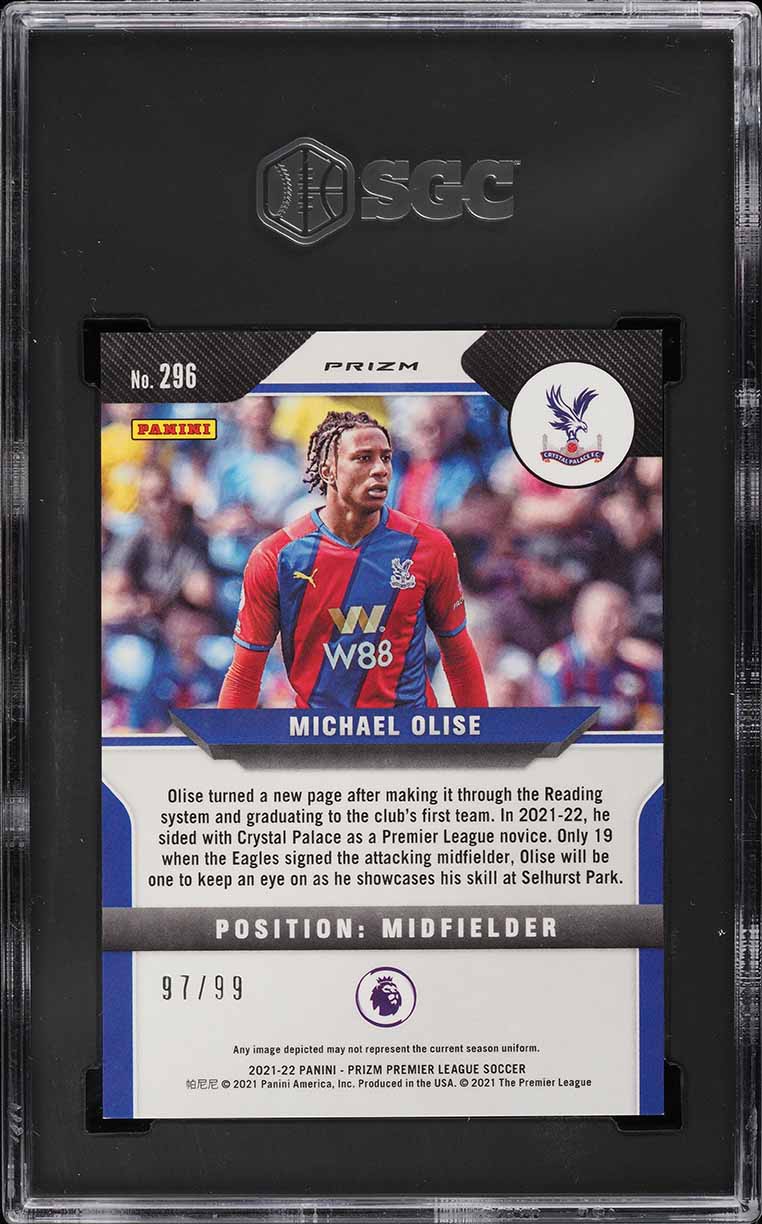 2021 Panini Prizm Premier League Purple Michael Olise ROOKIE /99 #296 SGC 10 GEM