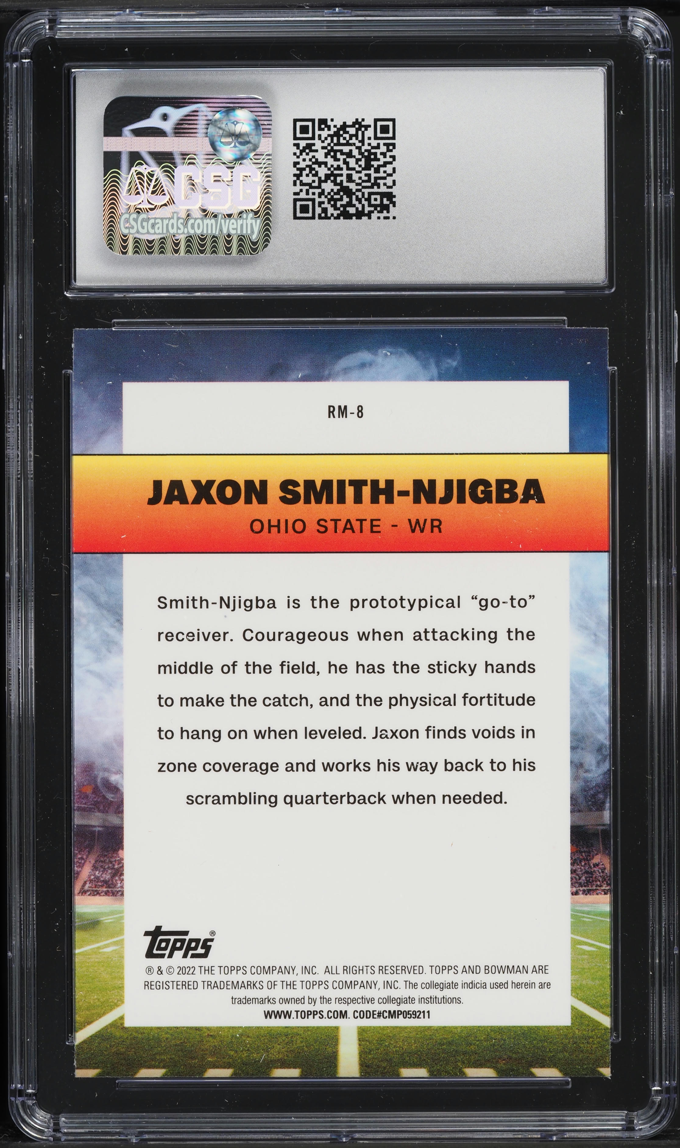 2022 Bowman Chrome University Ramblin' Man Jaxon Smith-Njigba ROOKIE #RM8 CSG 10