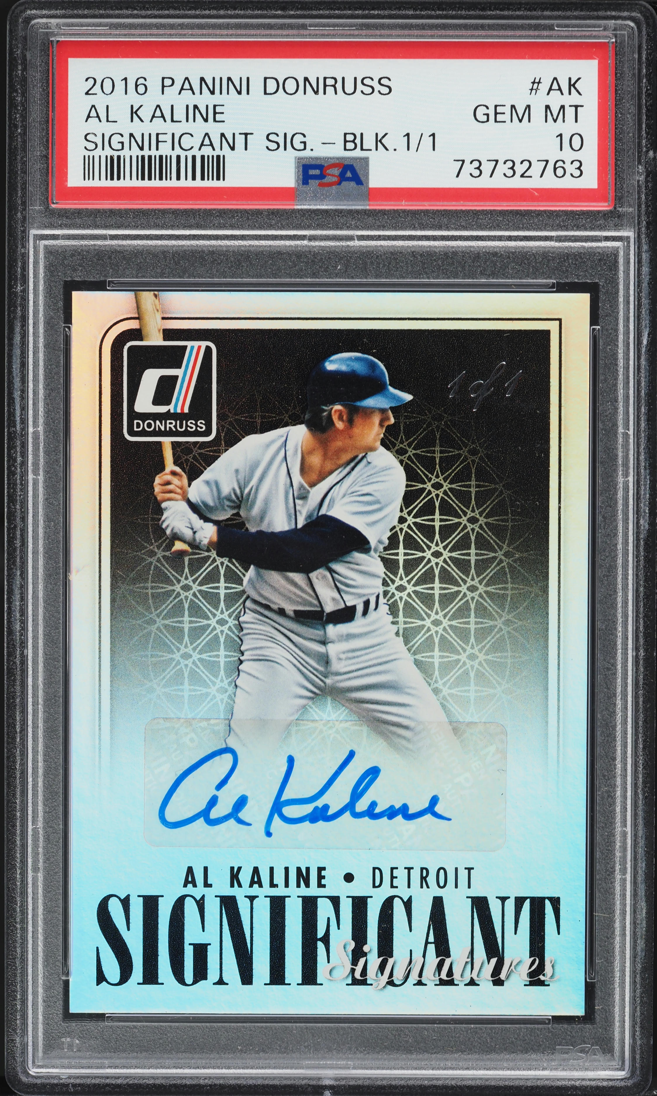 2016 Donruss Significant Signatures Black Al Kaline AUTO 1/1 #SIG-AK PSA 10 GEM MINT