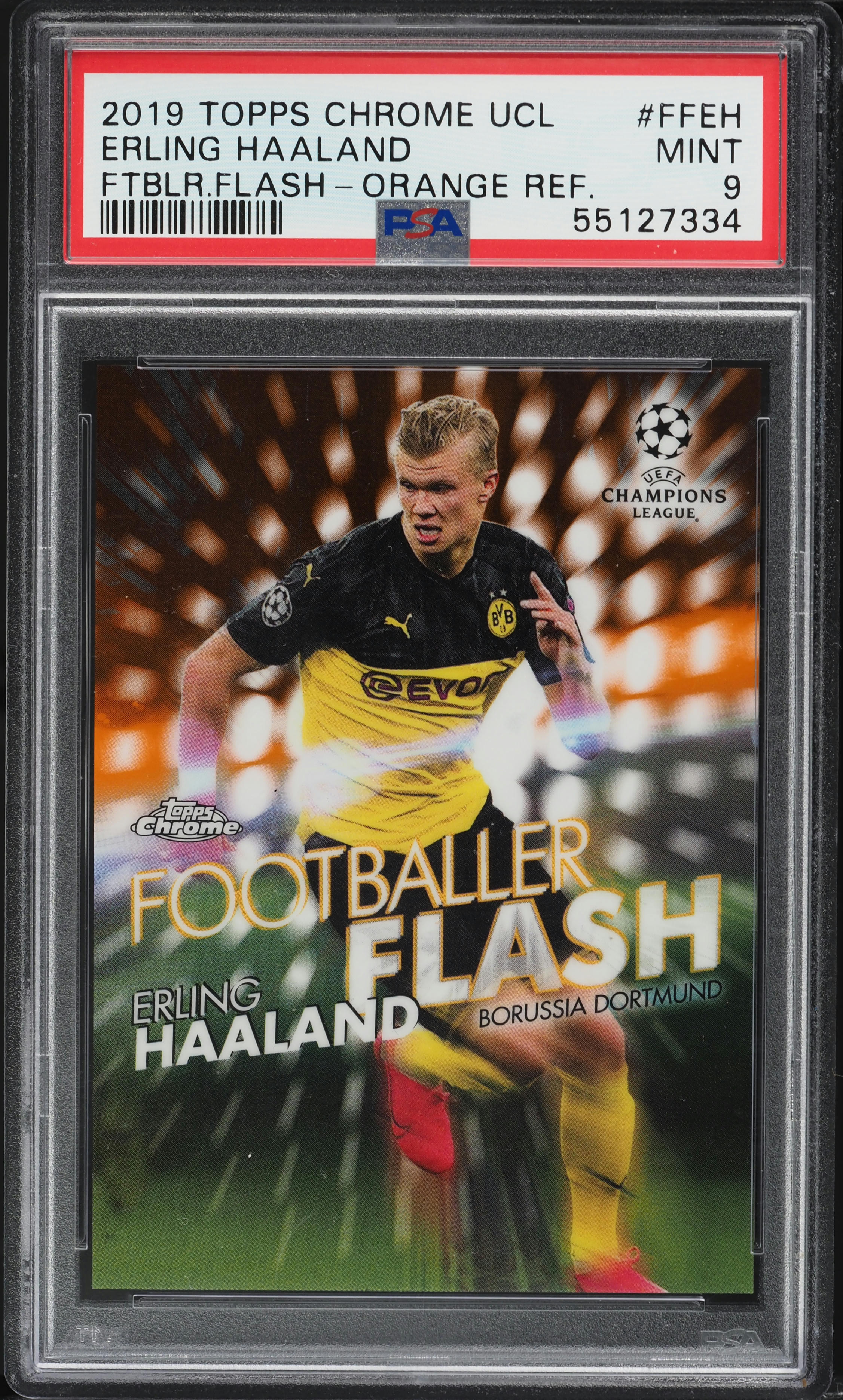 2019 Topps Chrome UEFA Flash Orange Refractor Erling Haaland