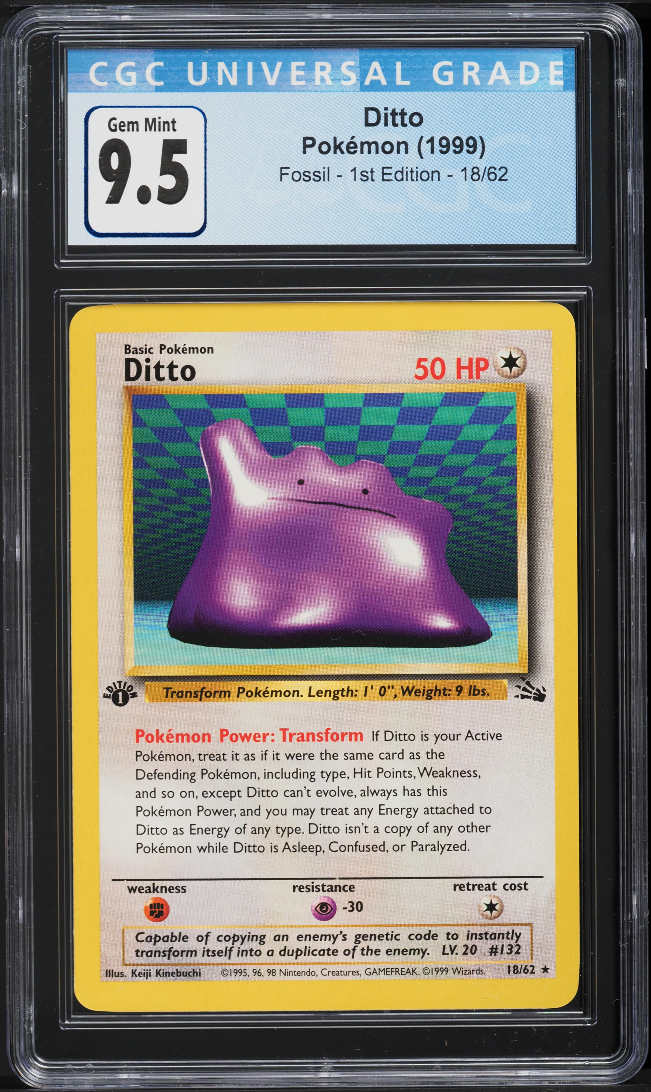 1997 Pokemon Japanese Pocket Monsters Carddass Ditto #132 PSA 8 NM