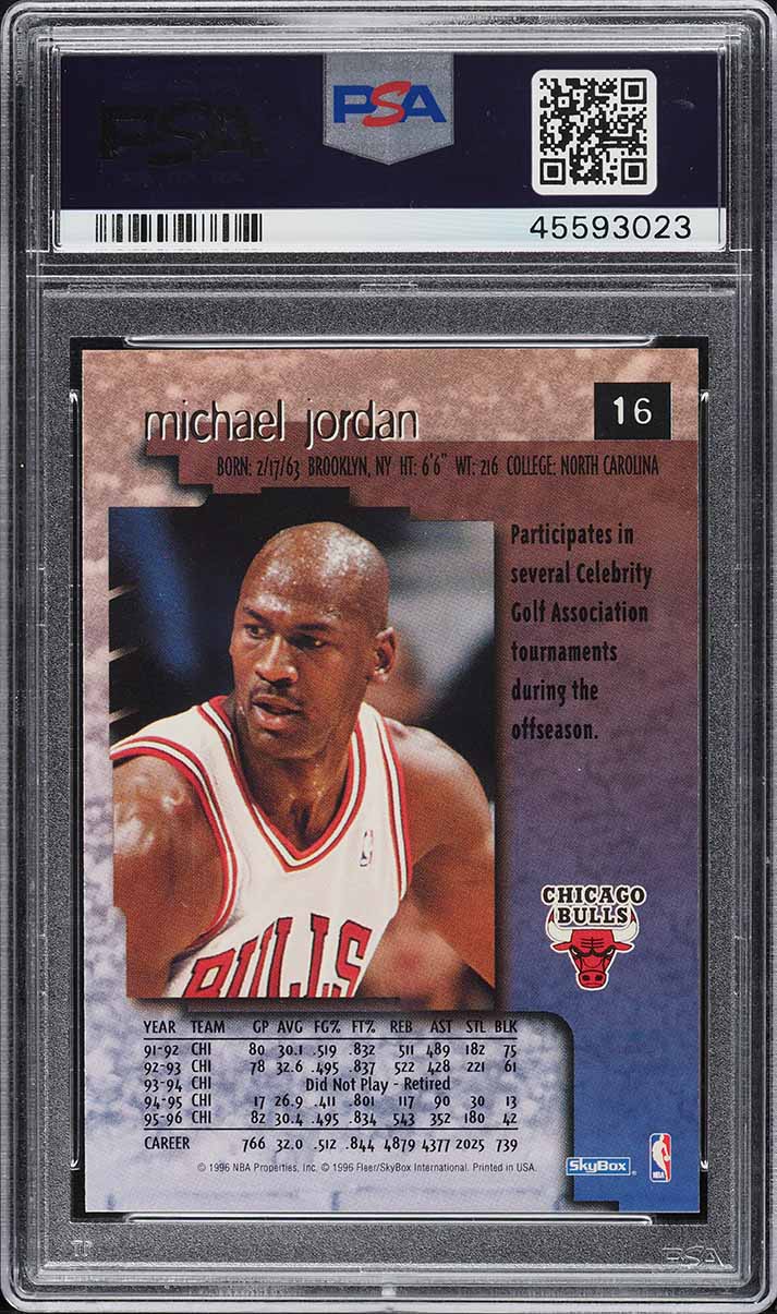 1996 Skybox Premium Michael Jordan #16 PSA 10 GEM MINT