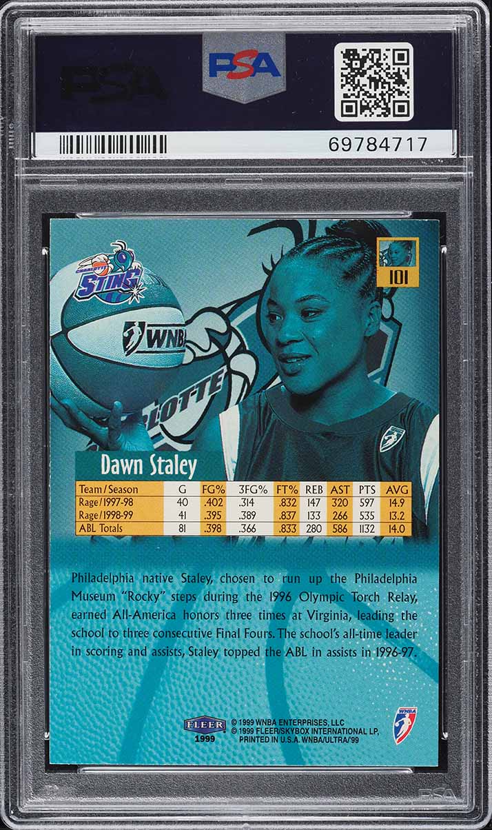1999 Ultra WNBA Dawn Staley ROOKIE #101 PSA 8 NM-MT