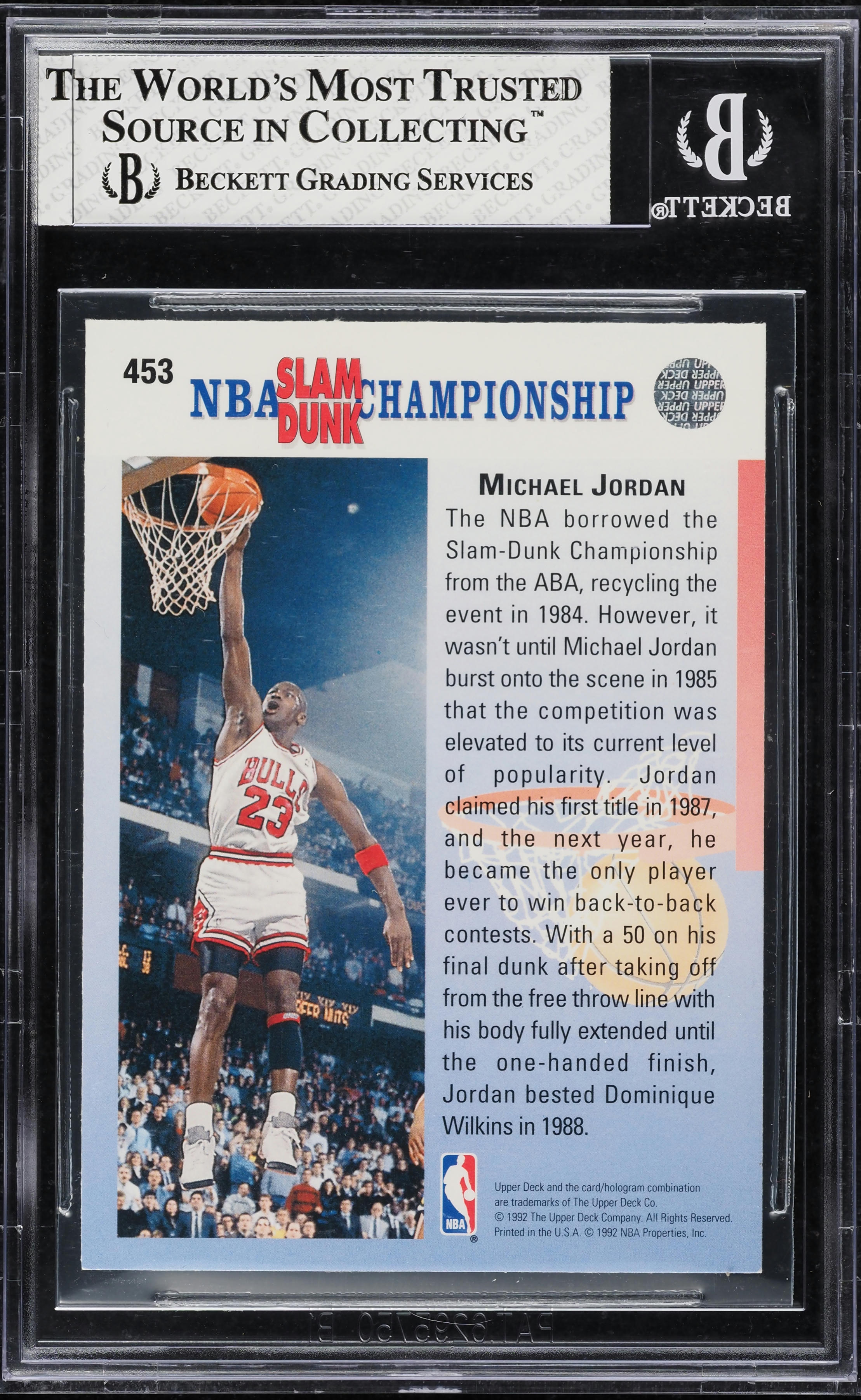 1992 Upper Deck Error Champ In 85 & 90 Michael Jordan #453 BGS 8 NM-MT