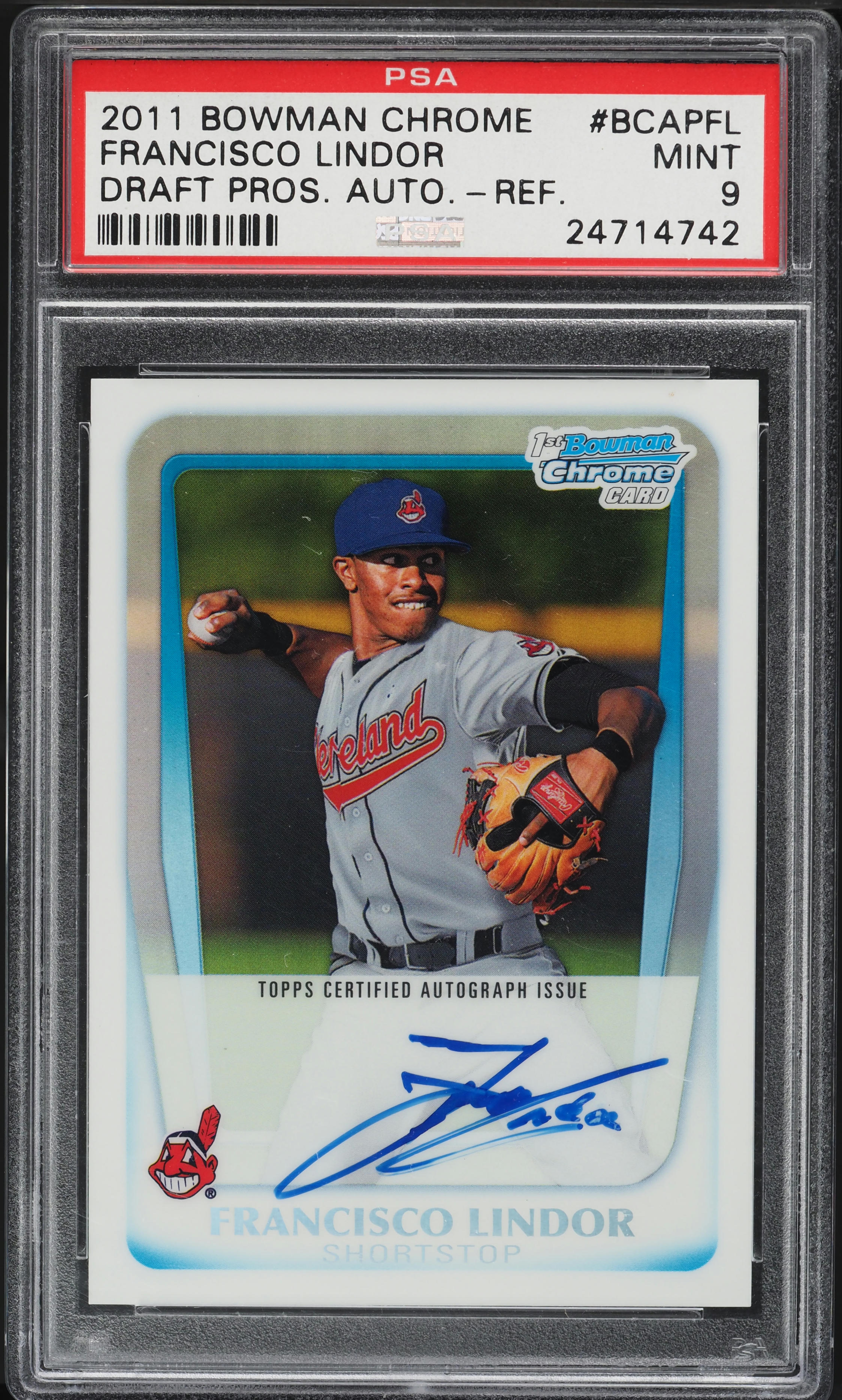 Topps BOWMAN CHROME ワンダーフランコ　BGS9.5 2011 Bowman Chrome Blue Refractor Francisco Lindor PROSPECT AUTO