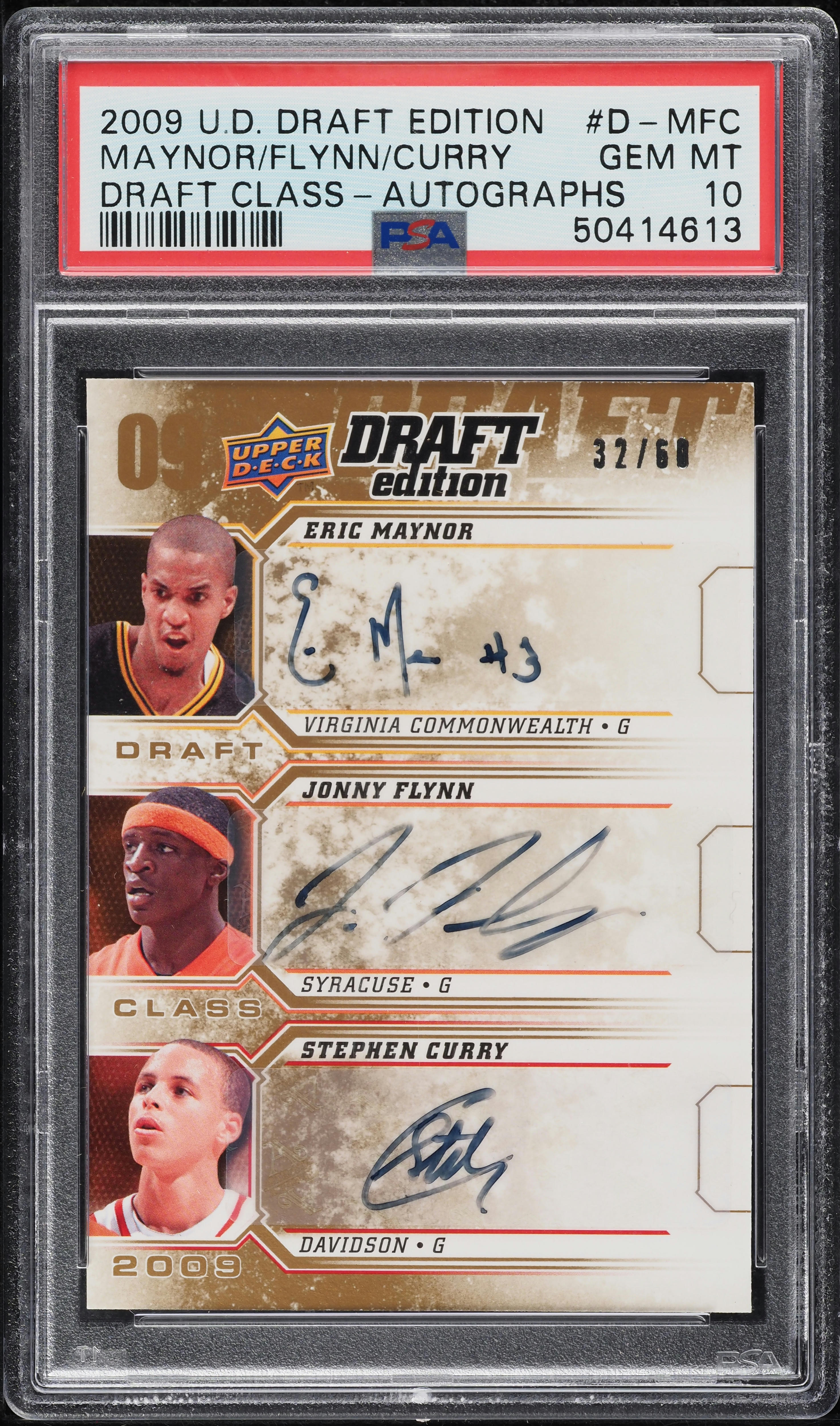 2009 Upper Deck Draft Class Stephen Curry Maynor Flynn ROOKIE AUTO