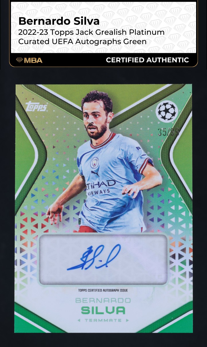 2022 Topps Jack Grealish Platinum UEFA Green Bernardo Silva AUTO