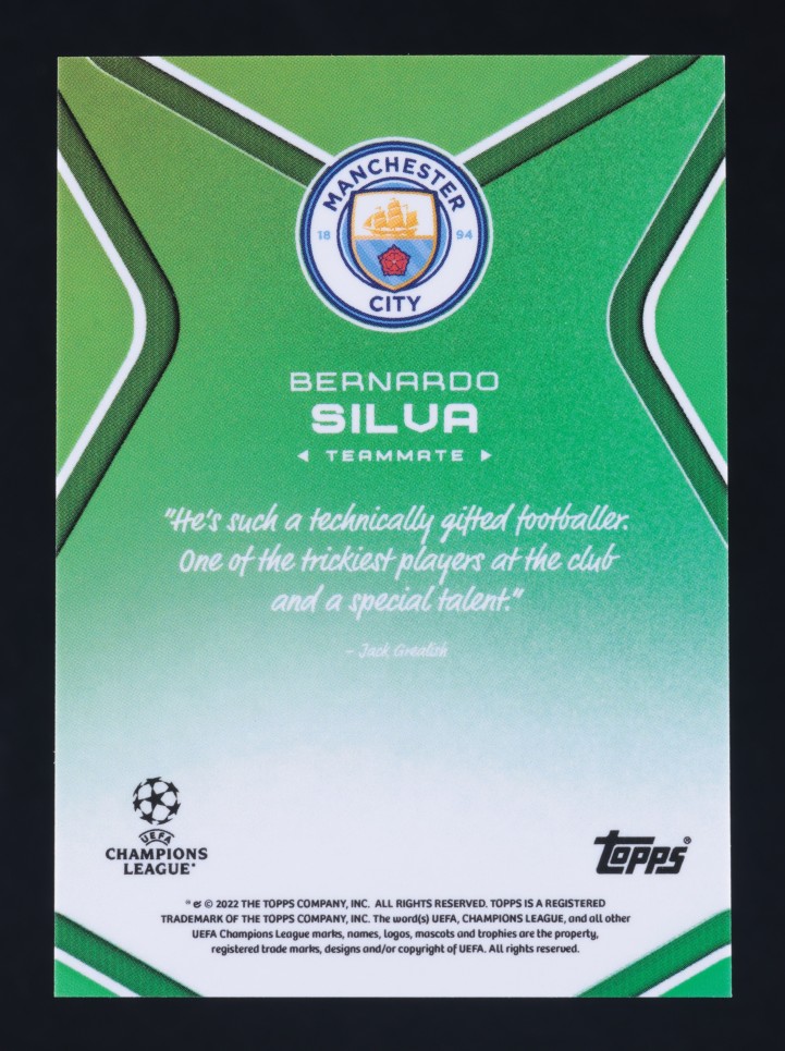 2022 Topps Jack Grealish Platinum UEFA Green Bernardo Silva AUTO