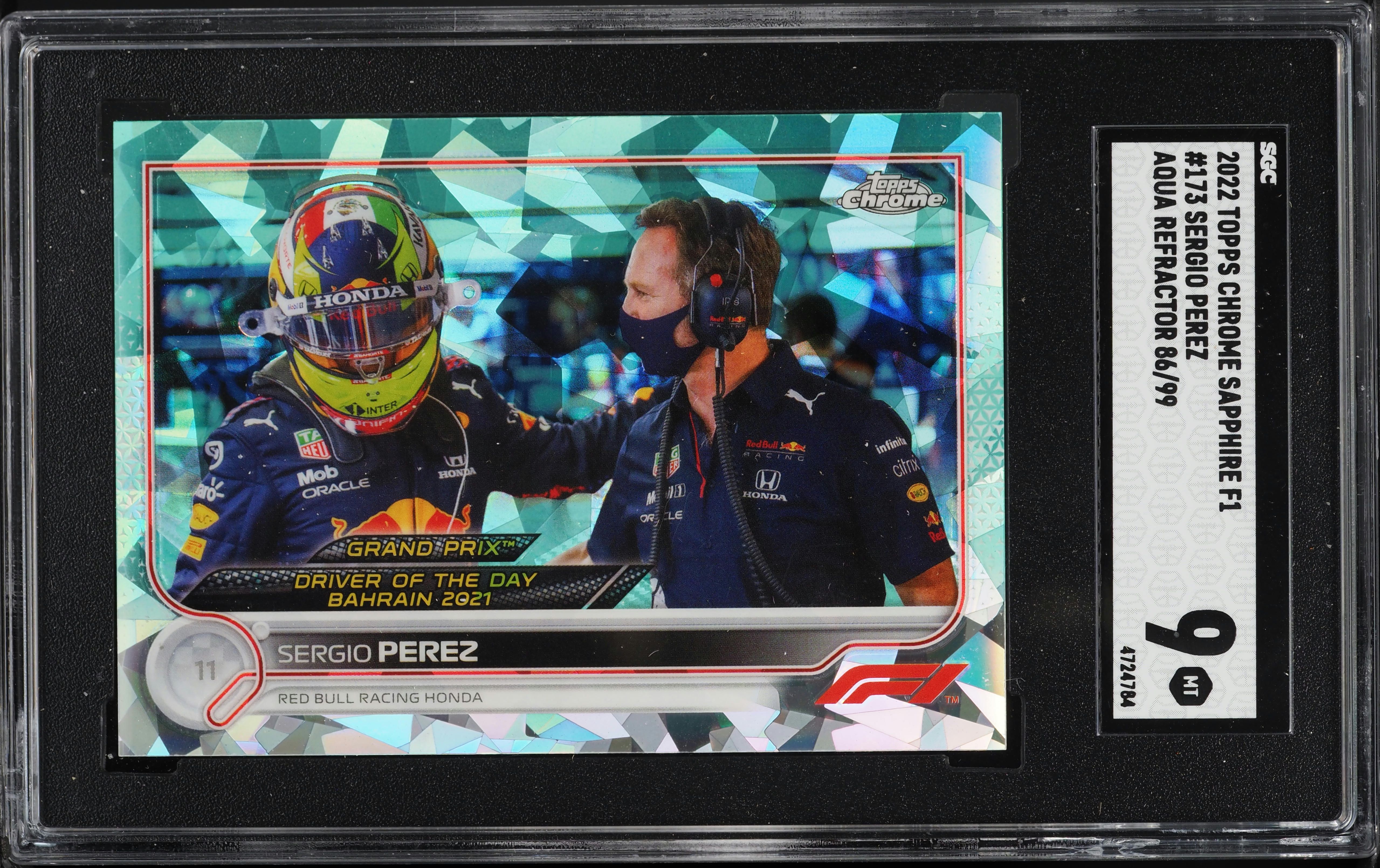 2022 Topps Chrome Formula 1 F1 Sapphire Aqua Refractor Sergio