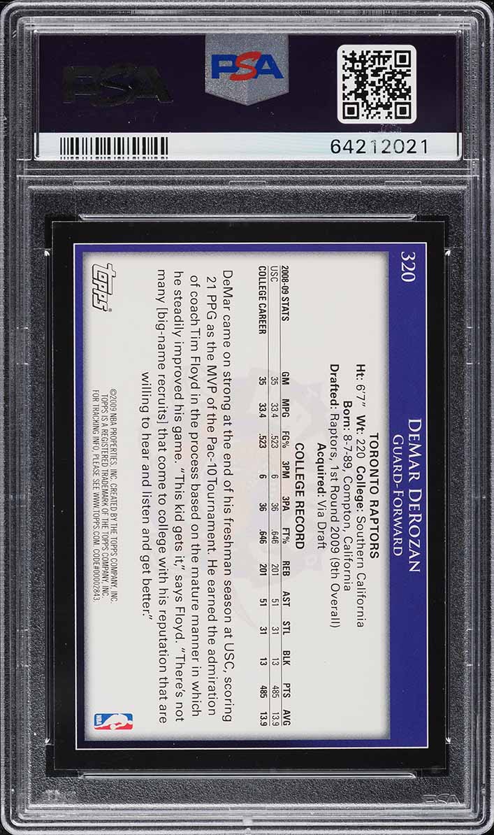 2009 Topps Basketball DeMar DeRozan ROOKIE #320 PSA 10 GEM MINT
