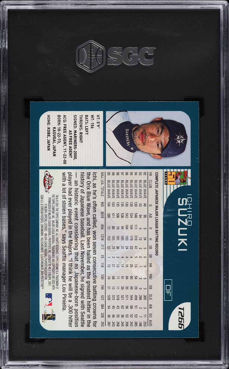 2001 Topps Chrome Traded Ichiro Suzuki ROOKIE #T266 SGC 9 MINT