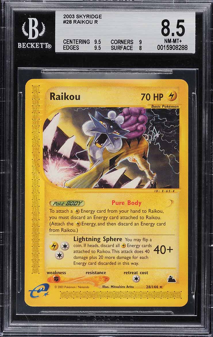 2000 Pokemon Japanese Neo 3 Holo Raikou #243 BGS 9.5 GEM MINT on