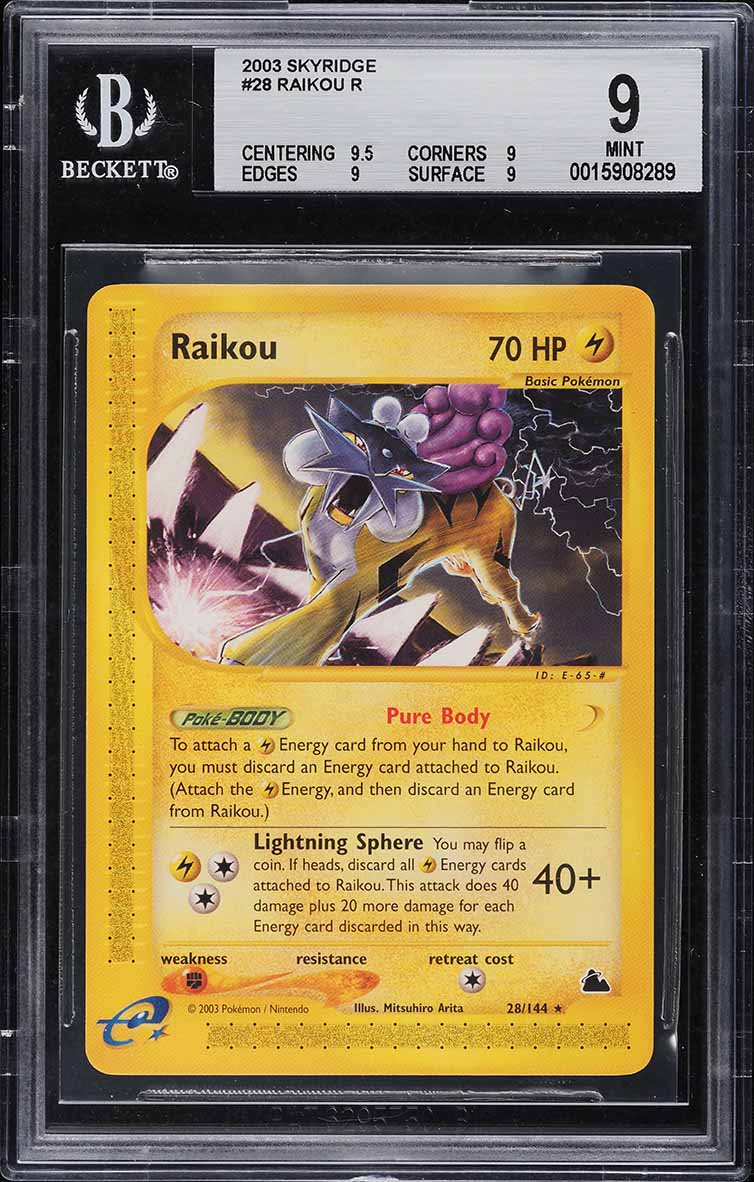 2000 Pokemon Japanese Neo 3 Holo Raikou #243 BGS 9.5 GEM MINT on