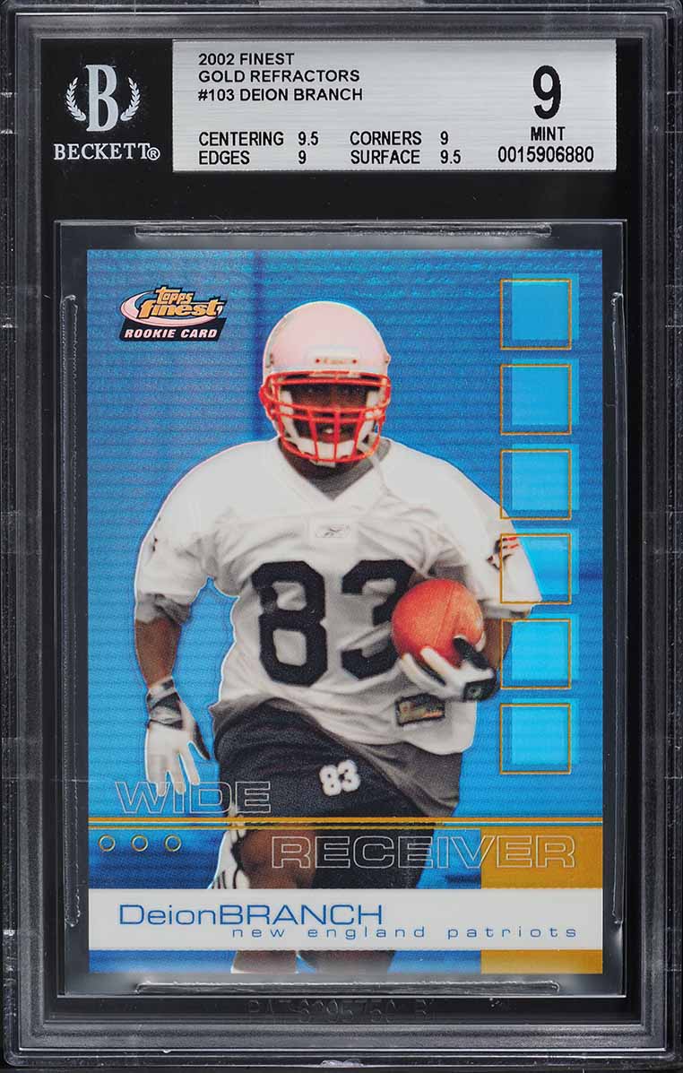 2002 Finest Gold Refractor Deion Branch ROOKIE /25 #103 BGS 9 MINT