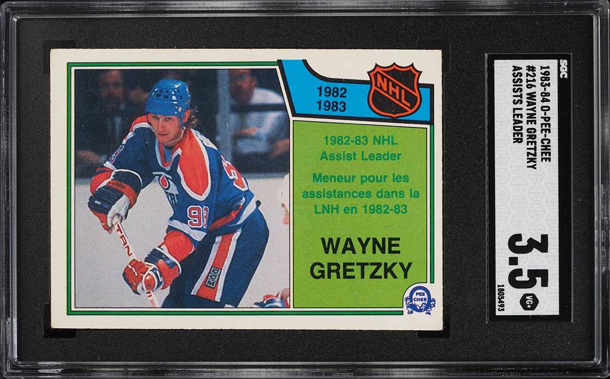 1983 O-Pee-Chee Hockey Wayne Gretzky ASSISTS LDRS #216 SGC 3.5 VG+