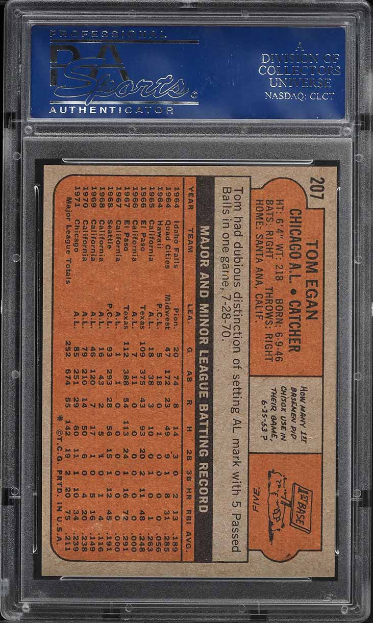 1972 Topps Tom Egan #207 PSA 10 GEM MINT