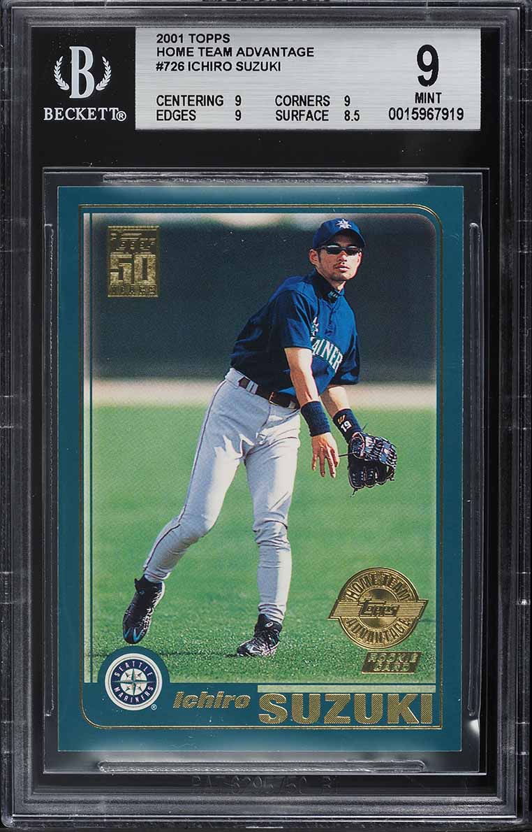 2001 Topps Home Team Advantage Ichiro Suzuki ROOKIE #726 BGS 9 MINT