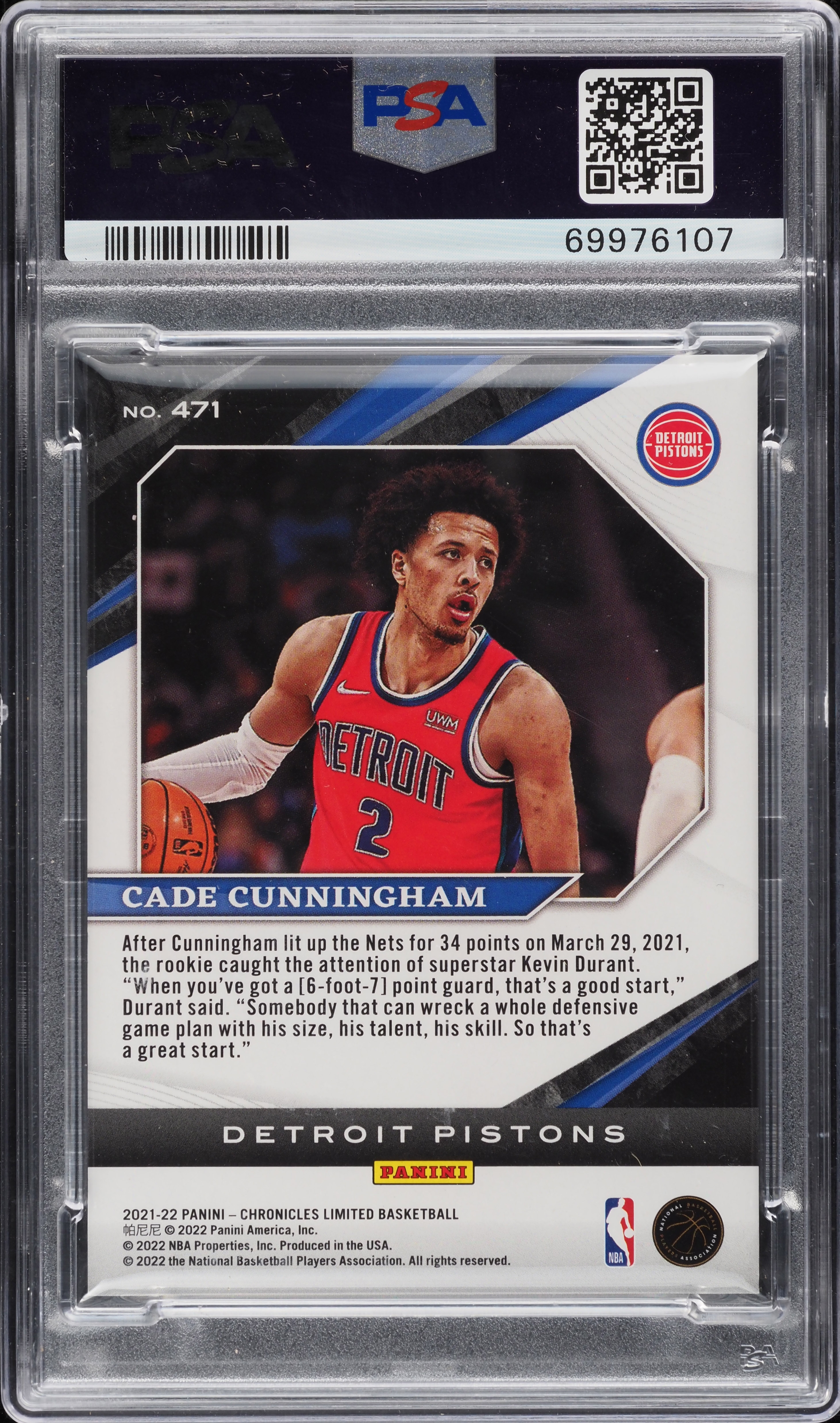 2021 Panini Chronicles Platinum Cade Cunningham ROOKIE 1/1 #471 