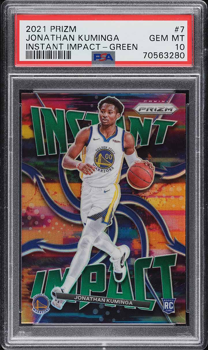 2021 Panini Prizm Instant Impact Green Jonathan Kuminga ROOKIE #7 PSA 10 GEM