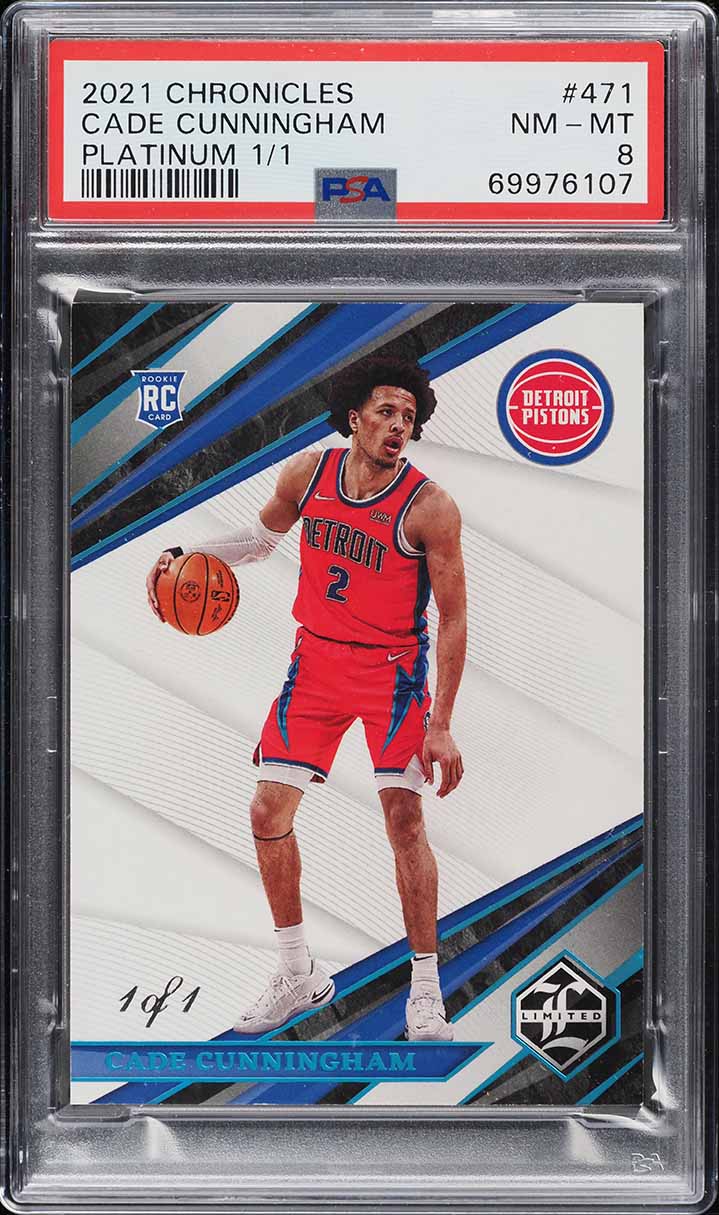 2021 Panini Chronicles Platinum Cade Cunningham ROOKIE 1/1 #471 PSA 8 NM-MT