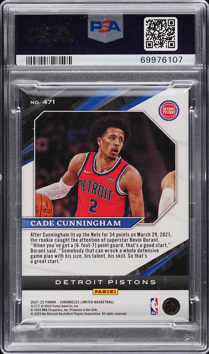 2021 Panini Chronicles Platinum Cade Cunningham ROOKIE 1/1 #471 PSA 8 NM-MT