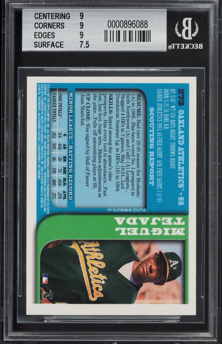 1997 Bowman Chrome Miguel Tejada ROOKIE #273 BGS 8.5 NM-MT+