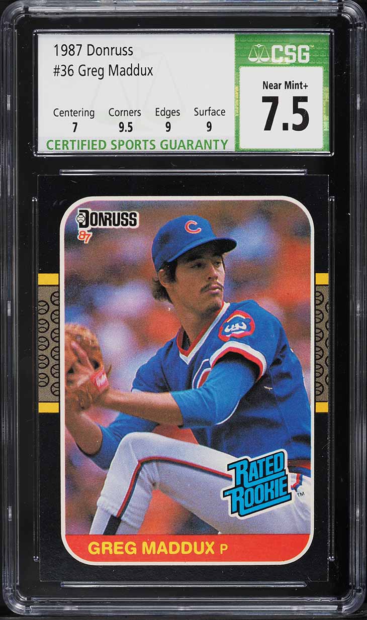 1987 Donruss Greg Maddux ROOKIE #36 CSG 7.5 NRMT+