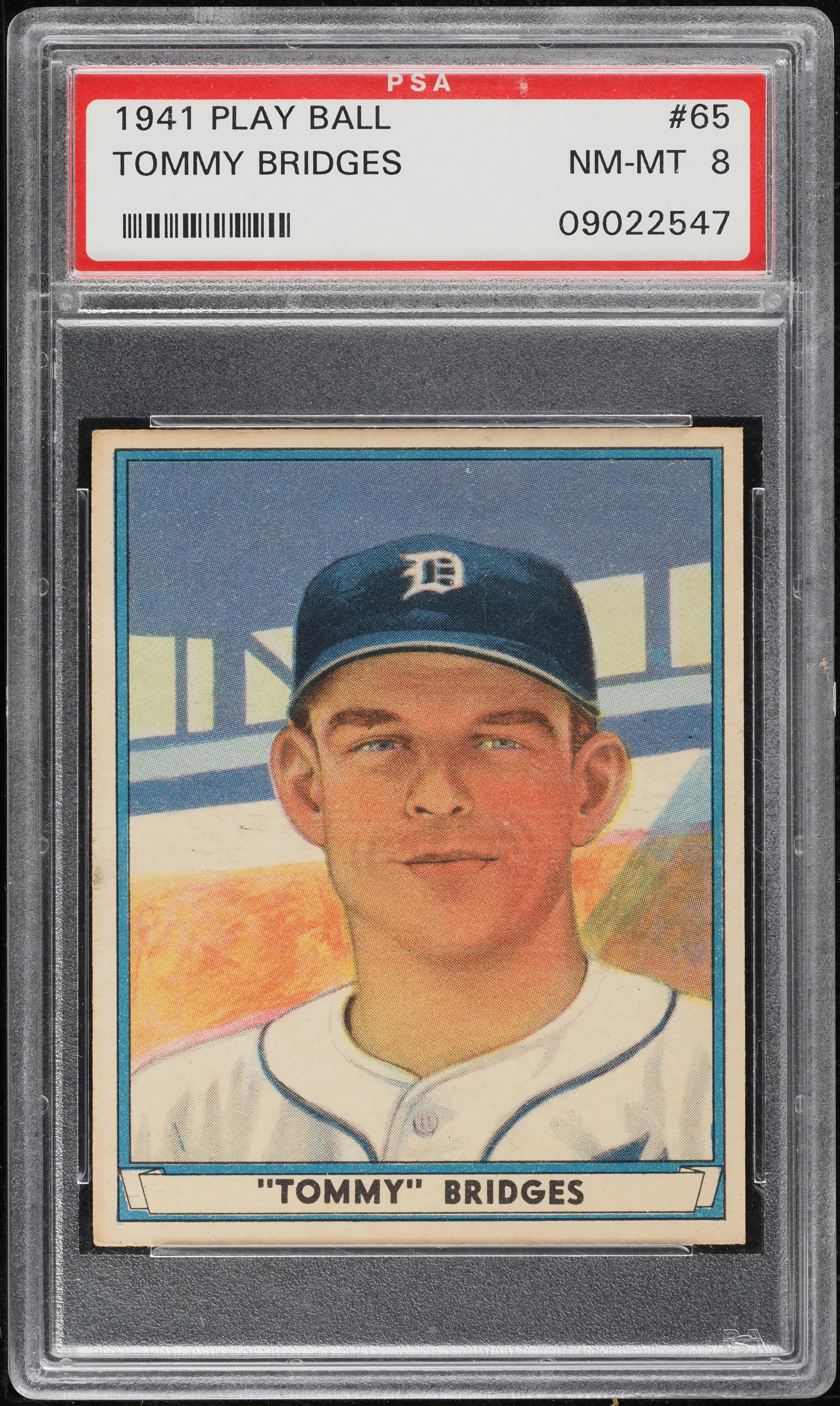 1941 Play Ball Tommy Bridges #65 PSA 8 NM-MT