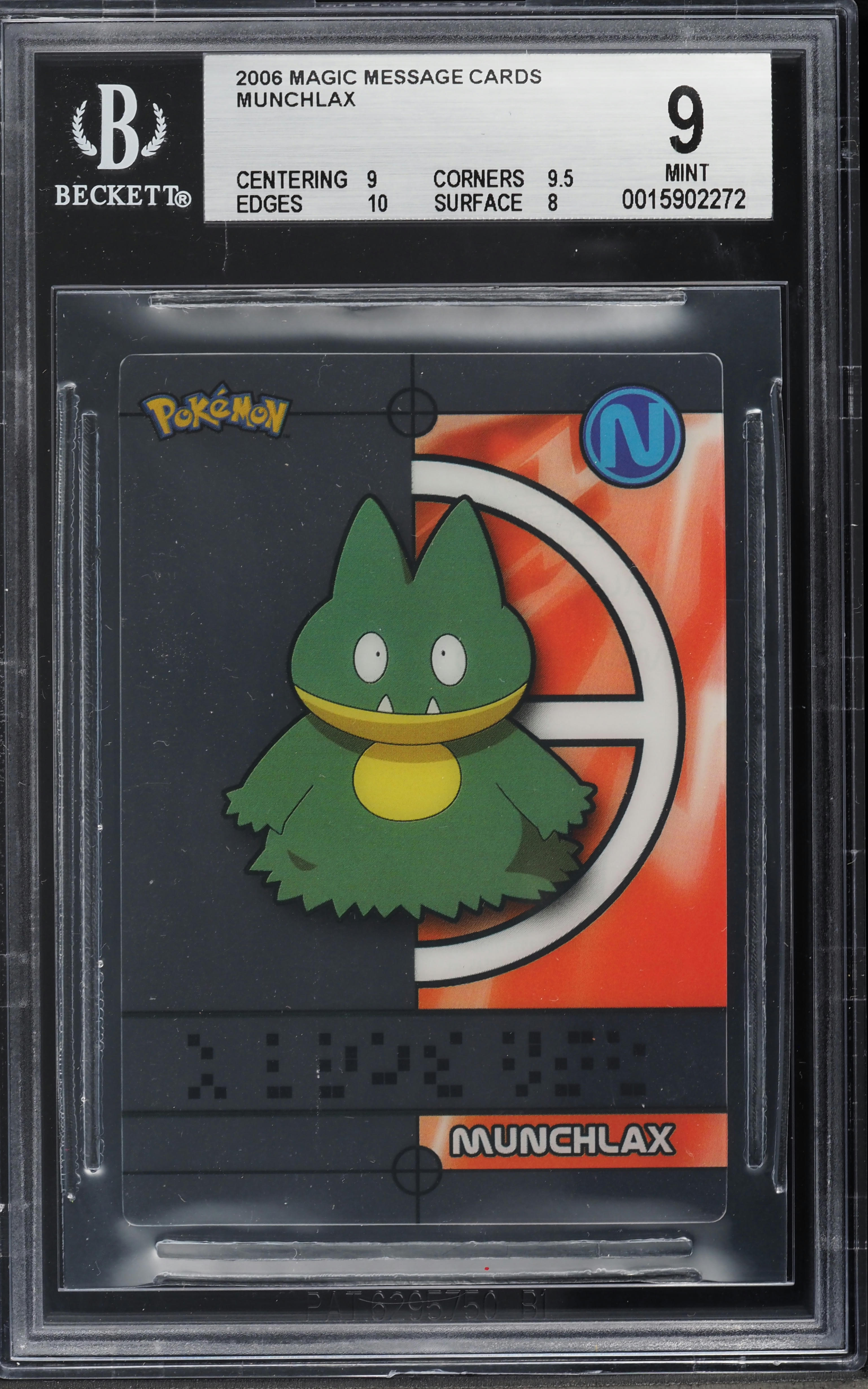 pokemon munchlax card Pokemon Card Zukan Carddass Munchlax 280 Holo Advanced NM-EX Japanese main image 1